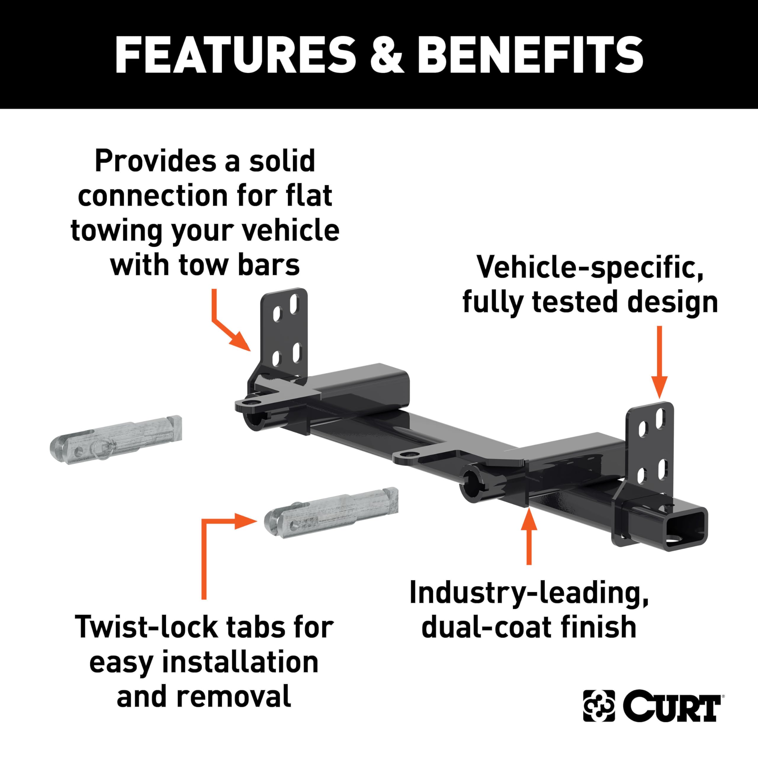 CURT Custom Tow Bar Base Plate Brackets for Dinghy Towing, Fits Select GMC Yukon, Chevrolet Suburban, Tahoe, XL