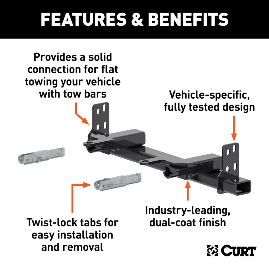 CURT Custom Tow Bar Base Plate Brackets for Dinghy Towing, Fits Select GMC Yukon, Chevrolet Suburban, Tahoe, XL