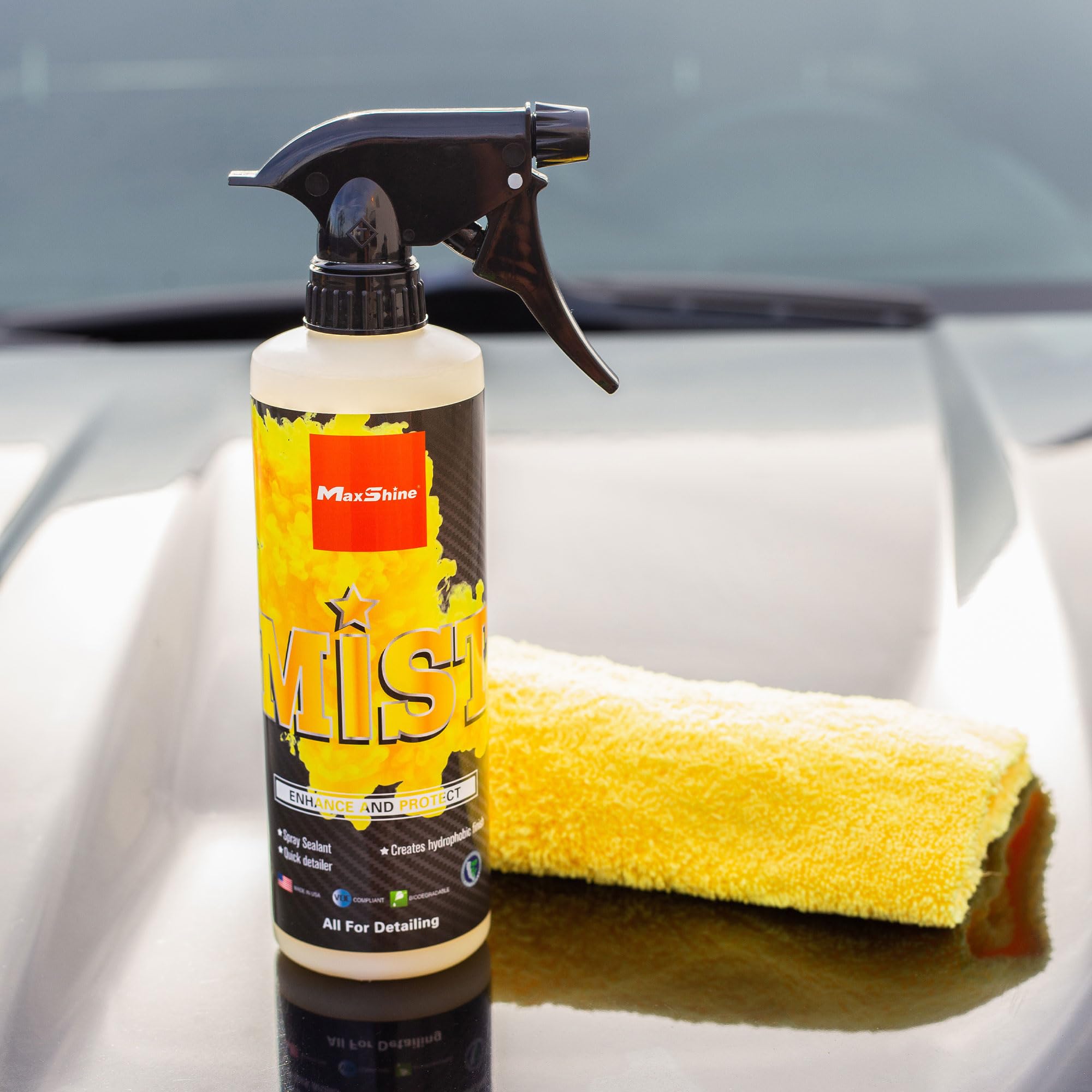 Maxshine Mist Protect & Enhance, Car Polish Spray, 16oz Bottle, Spray-On Sealant, Gloss Enhancer, UV Protection, Quick Shine & Surface Protection for Auto Detailing