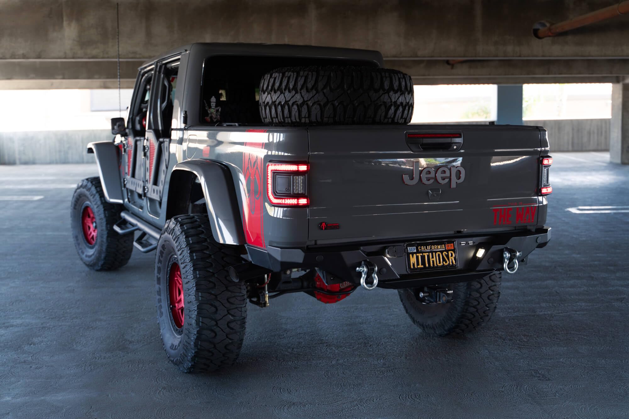 FS-15 Series DV8 Offroad Rear Bumper for the 2020-2025 Jeep Gladiator JT | 1” Thick Mounts for ¾” D-Ring Shackles with ⅞” Pins | Mount for OEM Trailer Wiring Harness & Connector
