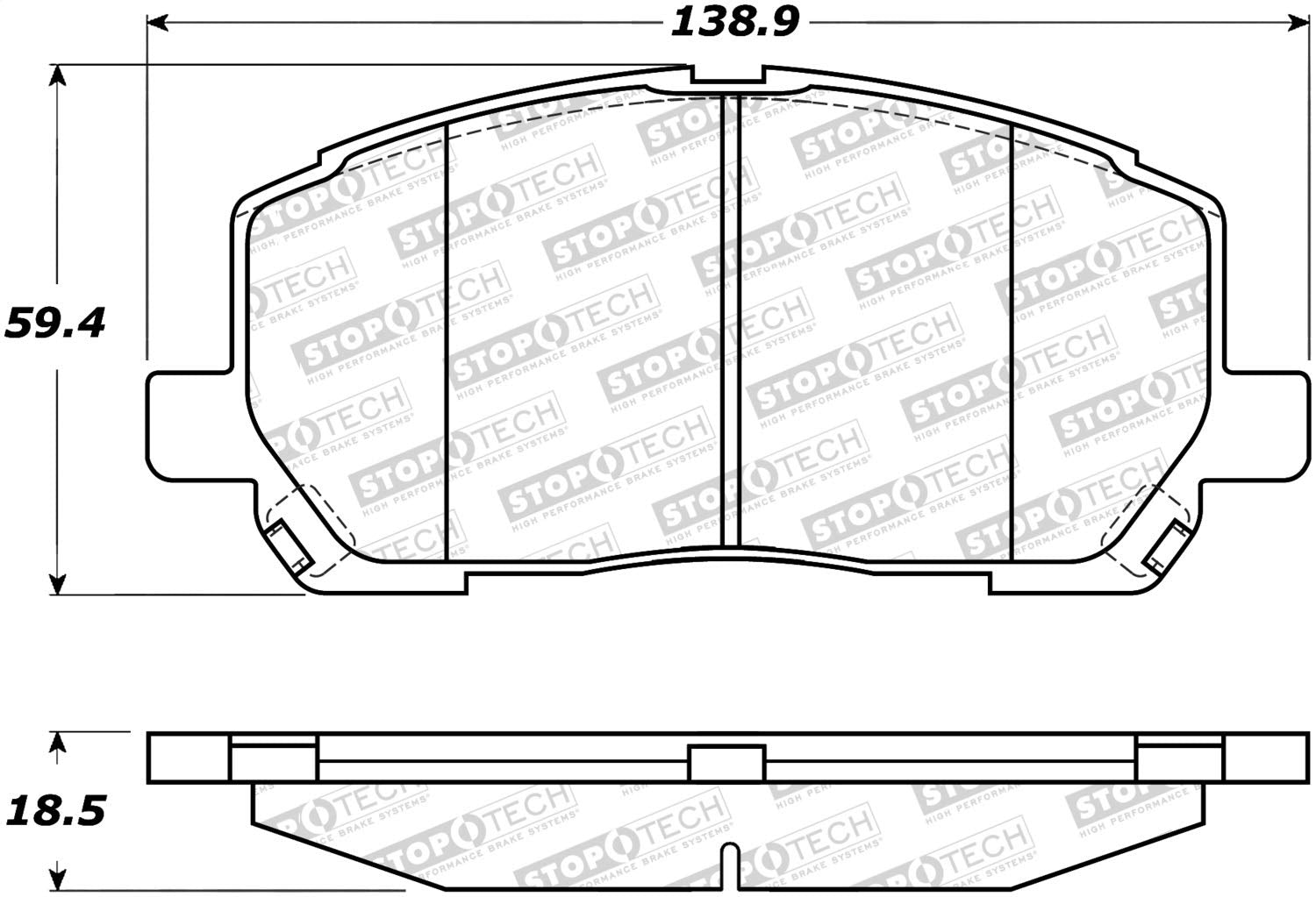 Front StopTech 308.08840 Brake Pads with Shims and Hardware Street