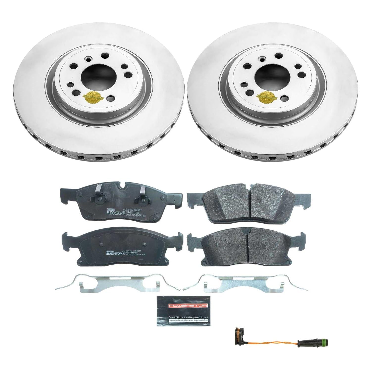 Euro-Stop Power Stop ESK6897 Front Brake Kit- Coated Brake Rotors & Ceramic Brake Pads For Mercedes-Benz GLE300d, Mercedes-Benz GLE350, Mercedes-Benz ML, Mercedes-Benz ML350 [Model Specific]