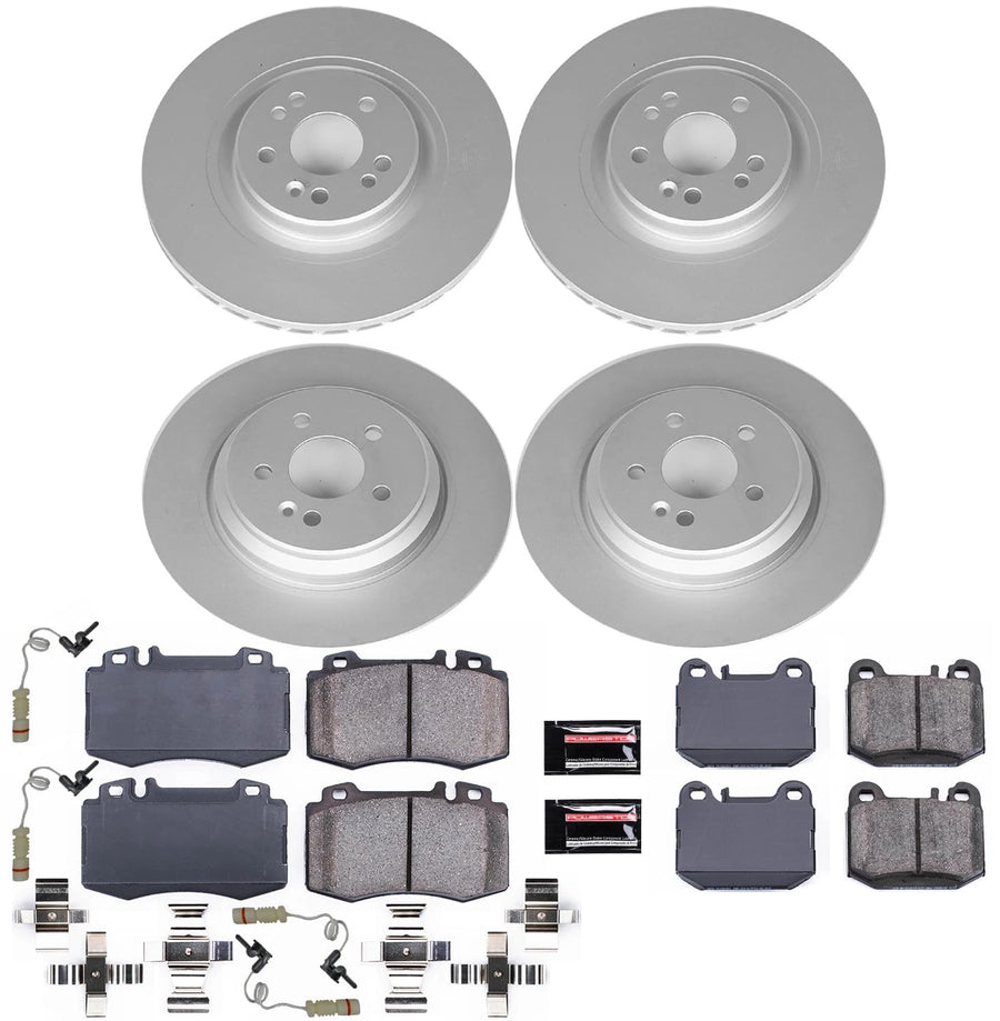 Power Stop CRK4463 Z23 Evolution Geomet Coated Brake Kit Front and Rear & 2 Front & 2 Rear Sensor Wires For Mercedes-Benz ML430, Mercedes-Benz ML500, Mercedes-Benz ML55 AMG [Model Specific]