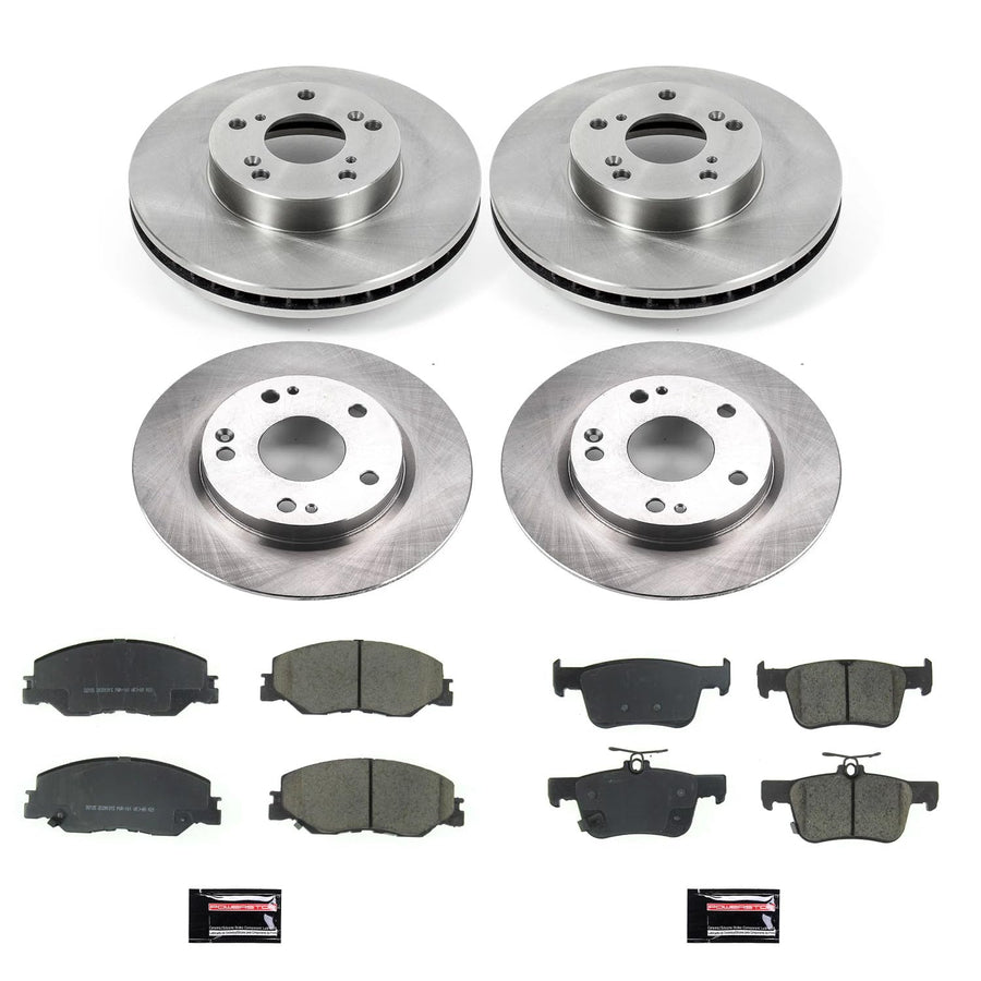 Power Stop KOE8343 Front and Rear Replacement Brake Kit-OE Brake Rotors & Ceramic Brake Pads For Honda Civic 2022 | Honda Insight 2019-2022 [Vehicle Specific]