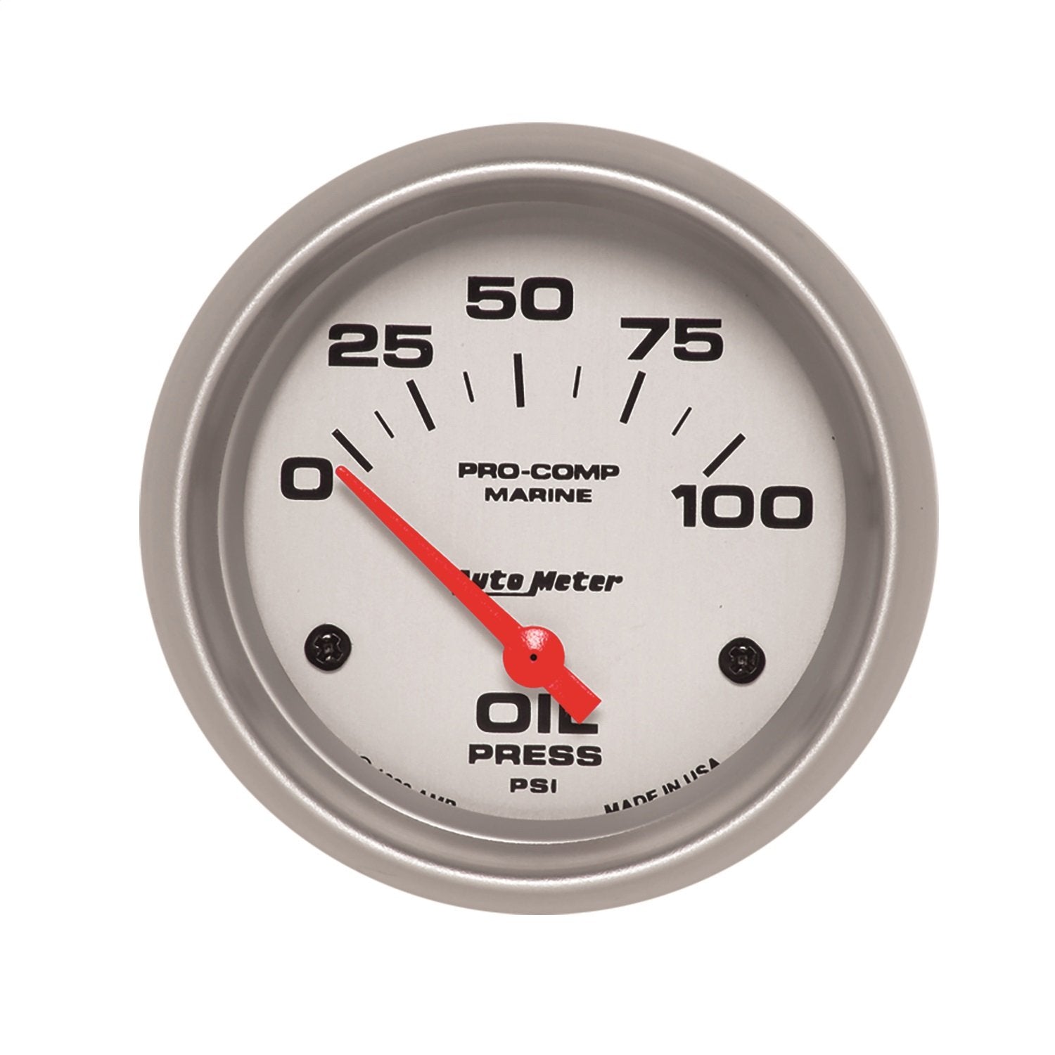 Oil Pressure AutoMeter Gauge, 2 5/8", 100Psi, Electric, Marine Silver (200759-33)