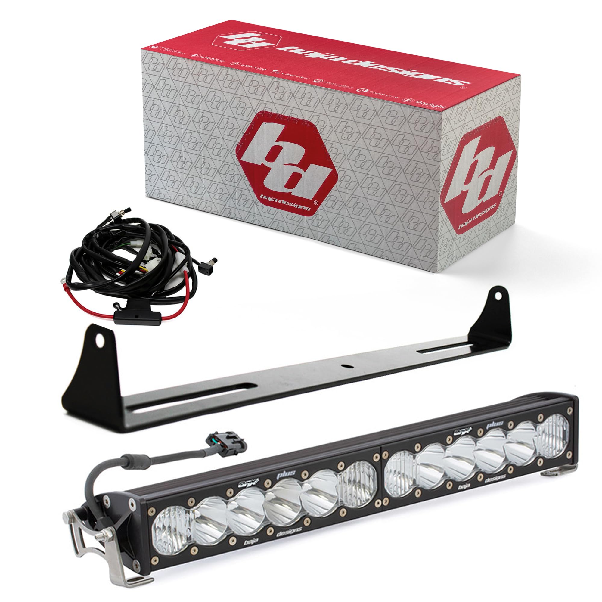 Baja Designs 20-inch OnX6+ LED Bar Bumper Kit for Chevrolet Silverado, Sierra 1500/2500HD/3500HD 2007-13 (Driving/Combo; Clear)