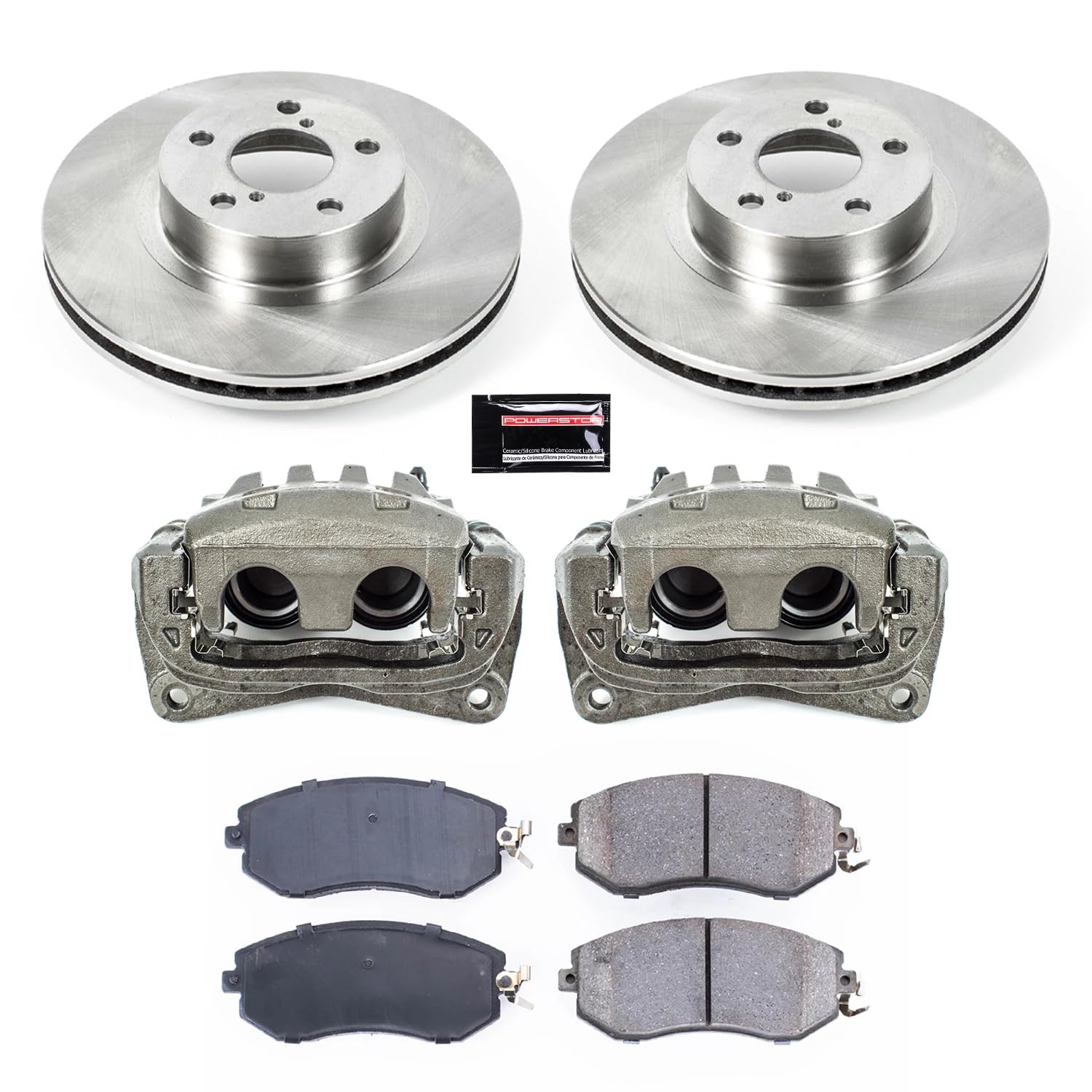 Power Stop KCOE6111 Front Caliper Brake Kit- Brake Rotors | Ceramic Brake Pads and Brake Calipers For Subaru Impreza 2011-2016 [Vehicle Specific]