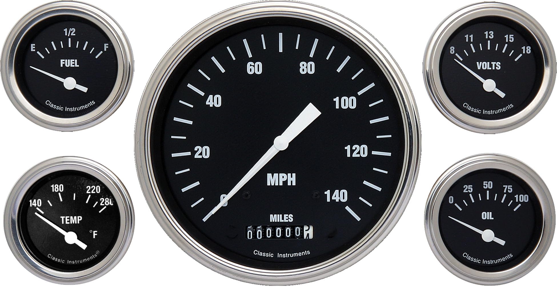 Hot Rod Series Classic Instruments HR54SLF 5 Gauge Package