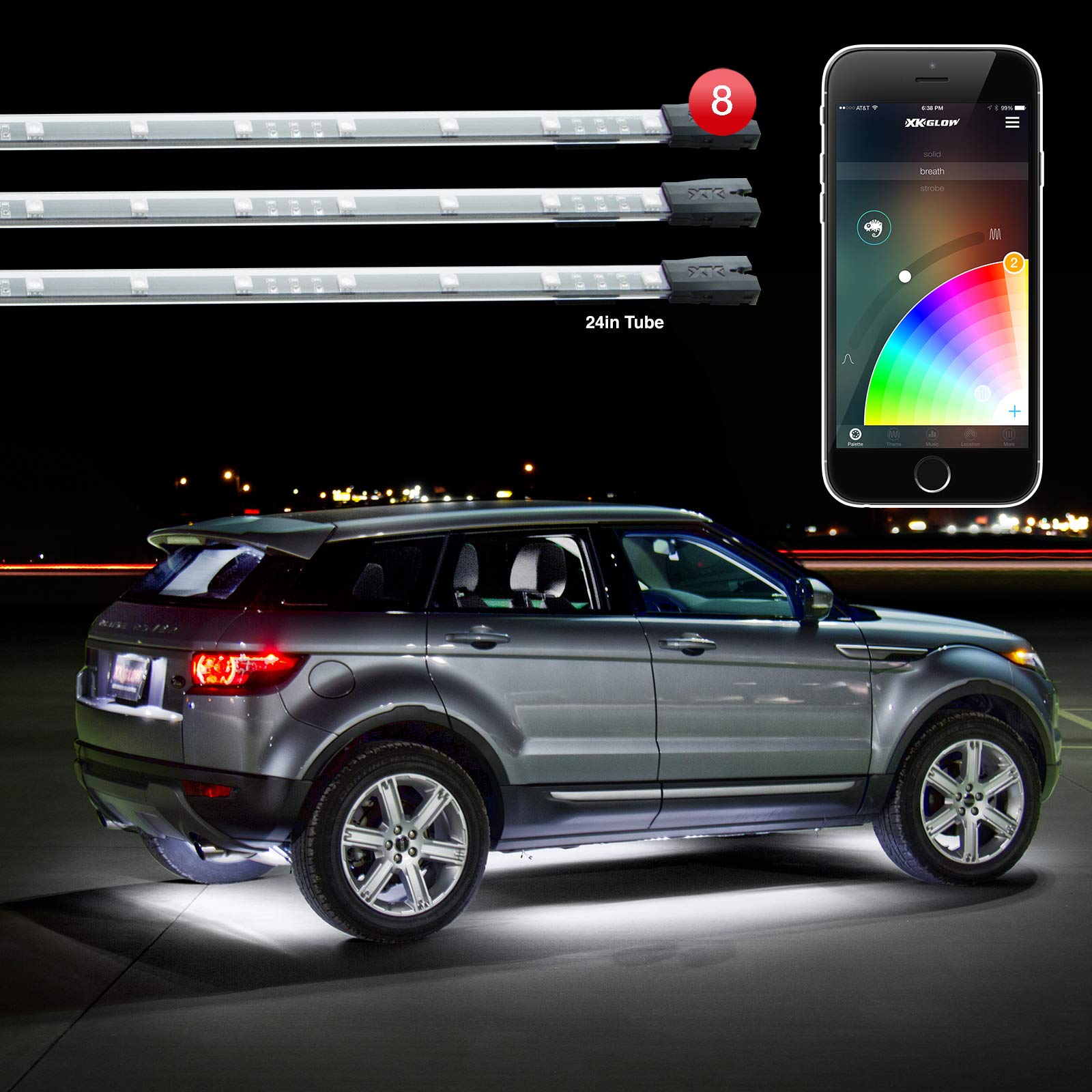 App Control XKGLOW Chrome Car Standard LED Accent Light Kit - Under Glow