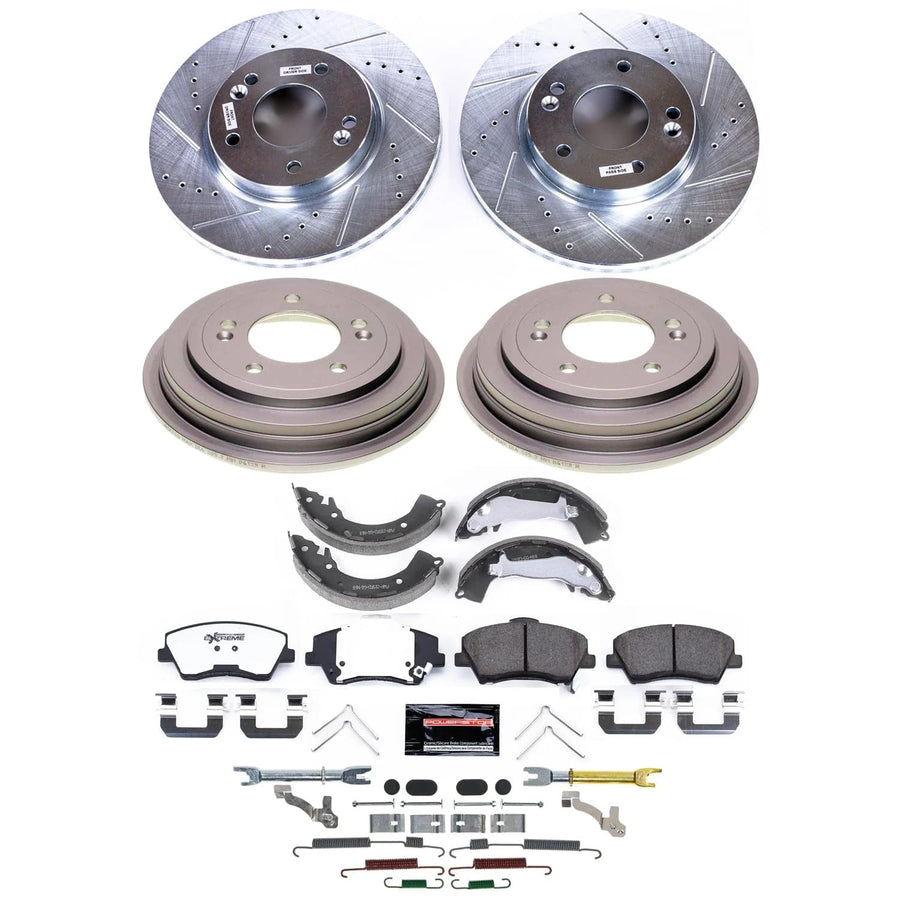 Power Stop K15502DK Z23 Carbon-Fiber Ceramic Brake Pads and Drilled and Slotted Rotors Brake Kit Front and Rear For Hyundai Accent 2018-2022, Kia Rio 2018-2021 [Application Specific]