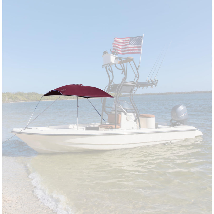 Taylor Made Anchorshade III Boat Shade, 6' x 6', Burgandy, Adjustable Aluminum Pole to 8 Feet, UV-Treated Fade-Resistant Nylon, Market-Style Top, Carrying Case, Fits Most Boats and Benches – 22056