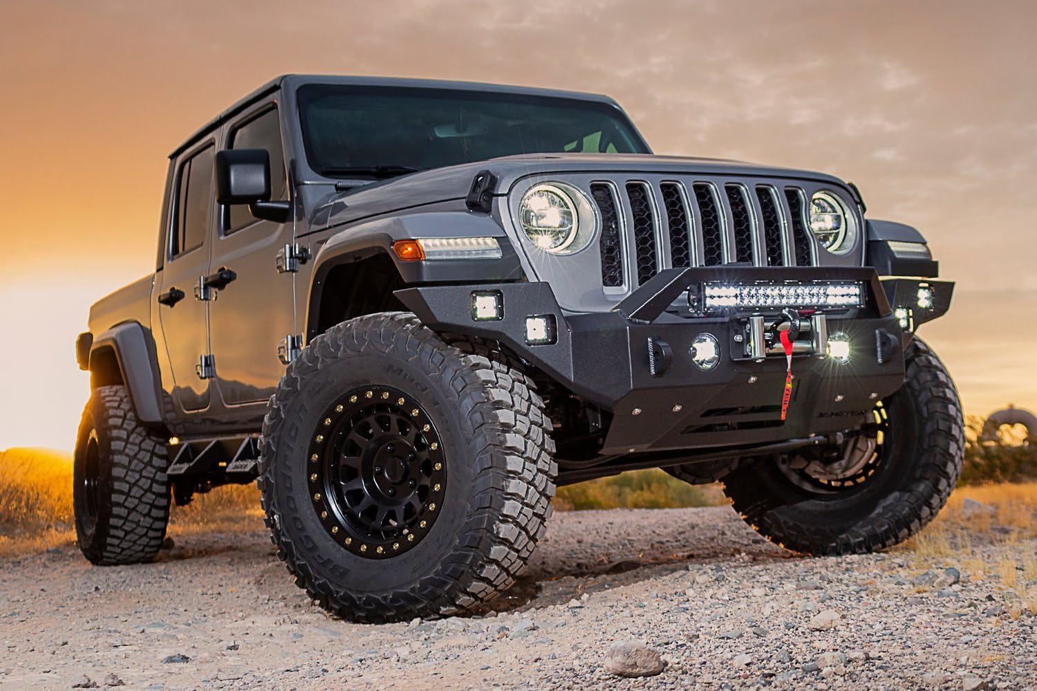 Front Magnum Winch Bumper RT Style Guard Black Compatible with 2018-2025 Wrangler JL/JLU and Gladiator