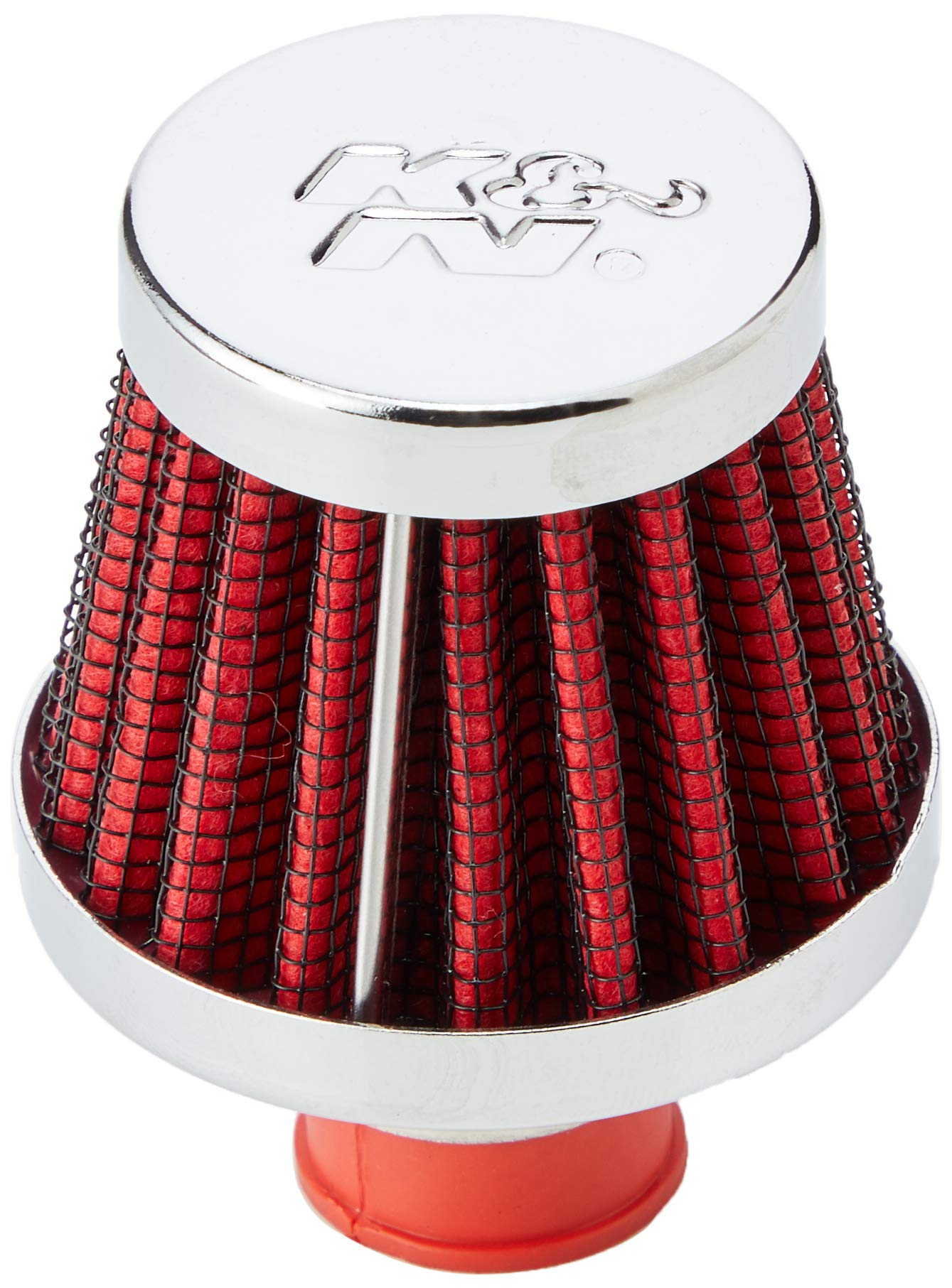 K&N Air Filter / Breather Vent: Washable and Resuable: 0.375 in/0.5 in (10 mm/13 mm) Flange ID; 1.75 in (44 mm) Height; 2 in (51 mm) Base; 1.5 in (38 mm) Top, Red , 62-1600RD