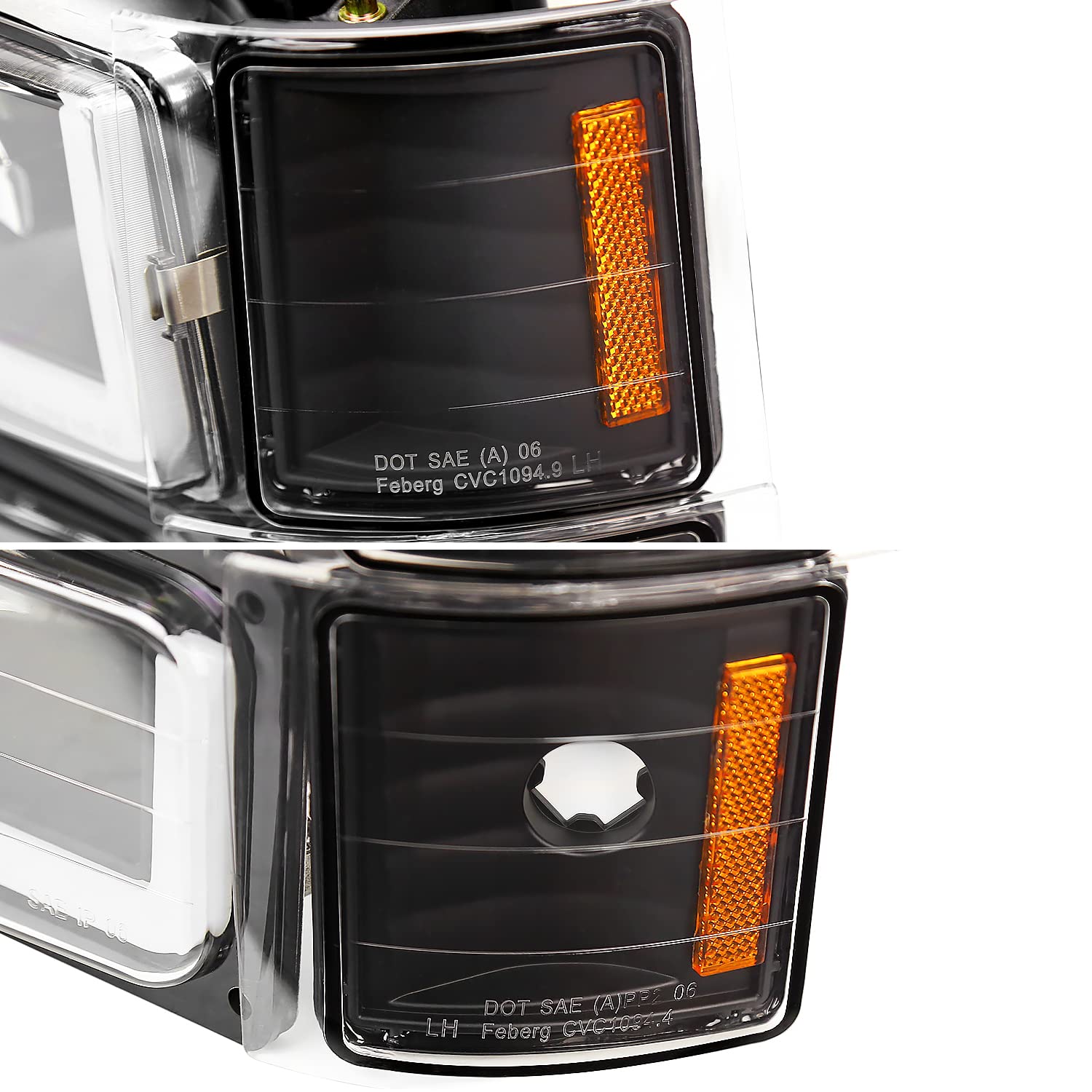 Black Headlights + Bumper Lights + Corner Lights w/LED Tube SPEC-D TUNING Compatible with 1994-1998 Chevy C10 C/K 1500/2500/3500, Left + Right Pair Headlamps Assembly