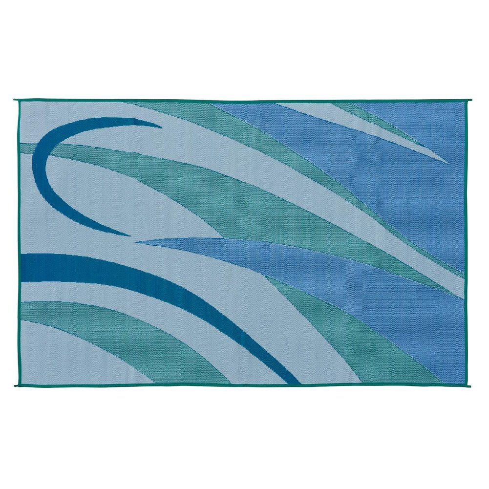 8-Feet x 12-Feet Stylish Camping RV Outdoor Camping Reversible Patio Mat, GA3 Blue/Green