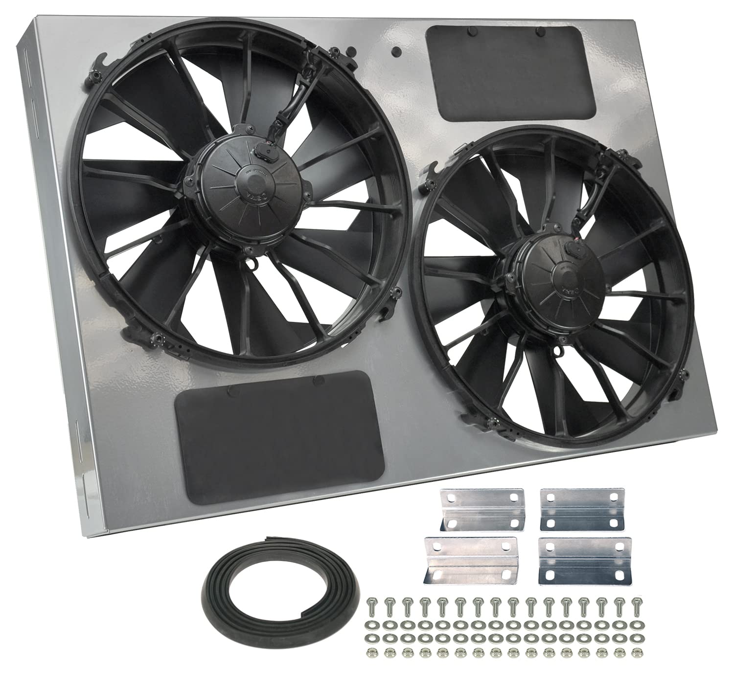 High Output Derale Performance 16927 Gray/Black Dual Radiator Fan