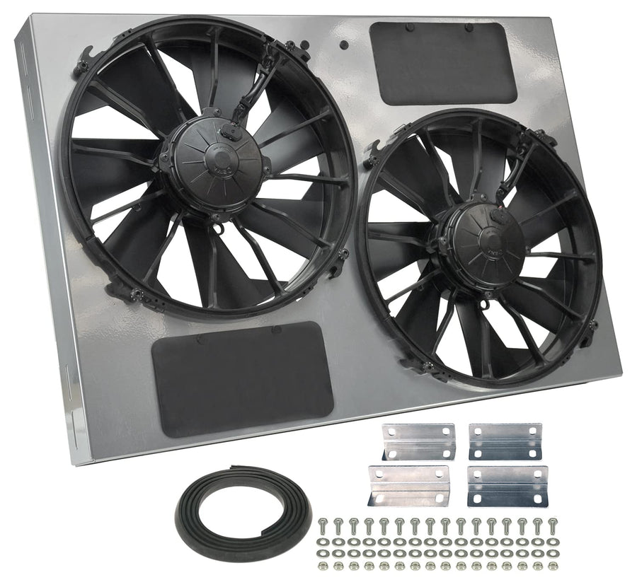 High Output Derale Performance 16927 Gray/Black Dual Radiator Fan