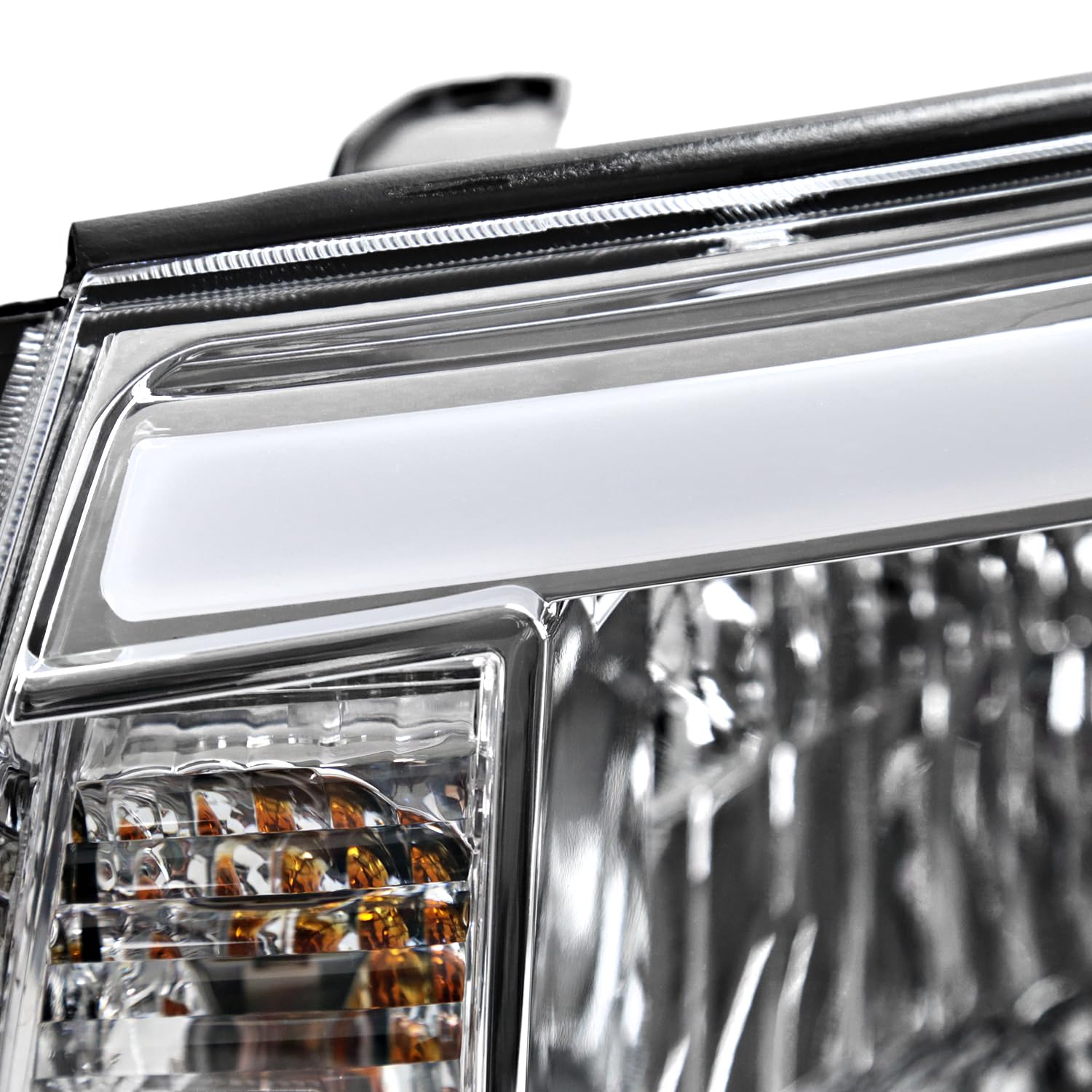 Chrome Headlights w/LED Tube SPEC-D TUNING Compatible with 2005-2011 Toyota Tacoma, Left + Right Pair Headlamps Assembly