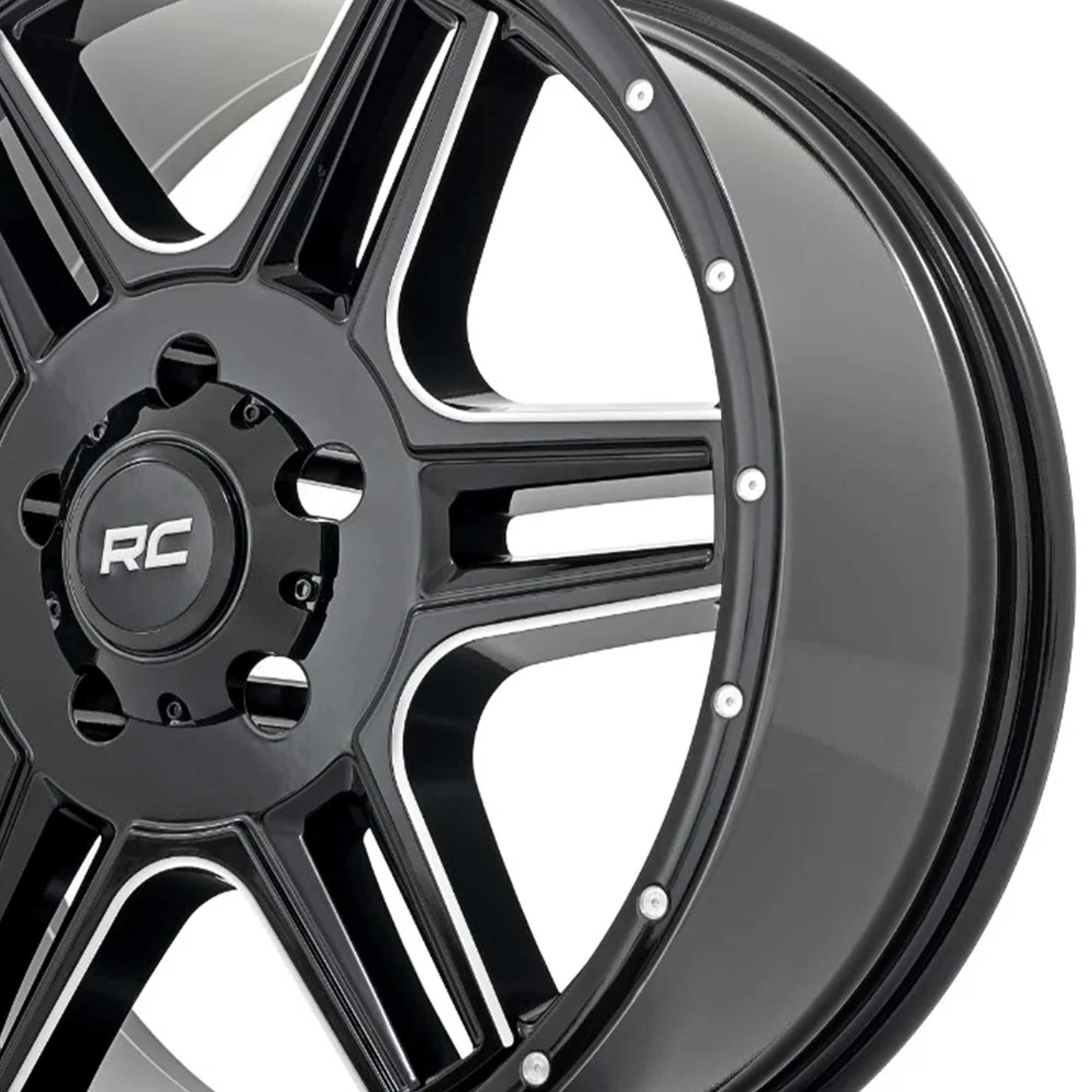 92 Series Rough Country Wheel - 18x9, 5x5.5 Bolt Pattern, +0mm Offset, Single-Piece Aluminum, Gloss Black with Milled Accents