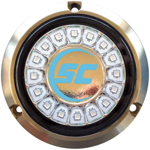 shadow-caster LED SCR-24 Underwater Boat Light - Bimini Blue - Bronze Housing - 90W Surface Mount - Tempered Glass Lens - IP68 Fully Submersible Waterproof