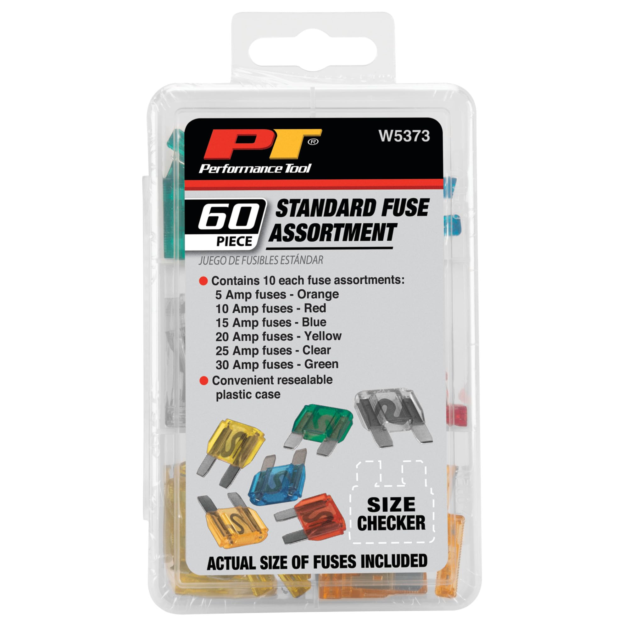 60-Piece Performance Tool W5373 Standard Fuse Assortment With Wide Range of Amp Ratings (5A, 10A, 15A, 20A, 25A, and 30A)