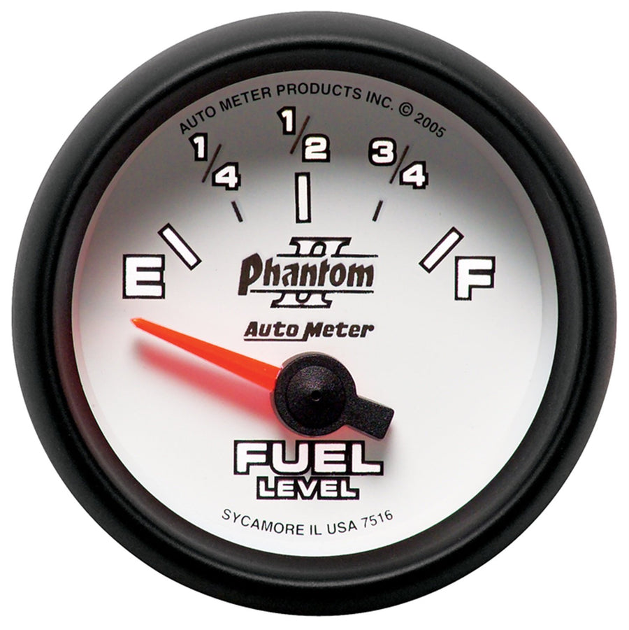 Auto Meter Phantom II 7516 Short Sweep Electric Fuel Level Gauge