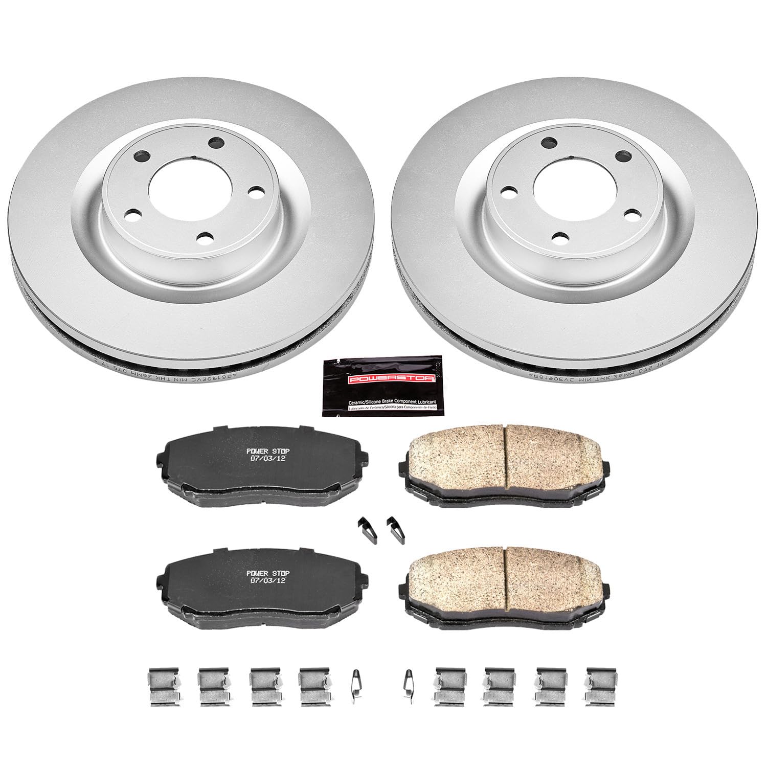 Power Stop Coated CRK3057 Brake Rotor & Ceramic Brake Pads- front For Ford Edge 2007-2014, Lincoln MKX 2007-2015 [Model Specific]