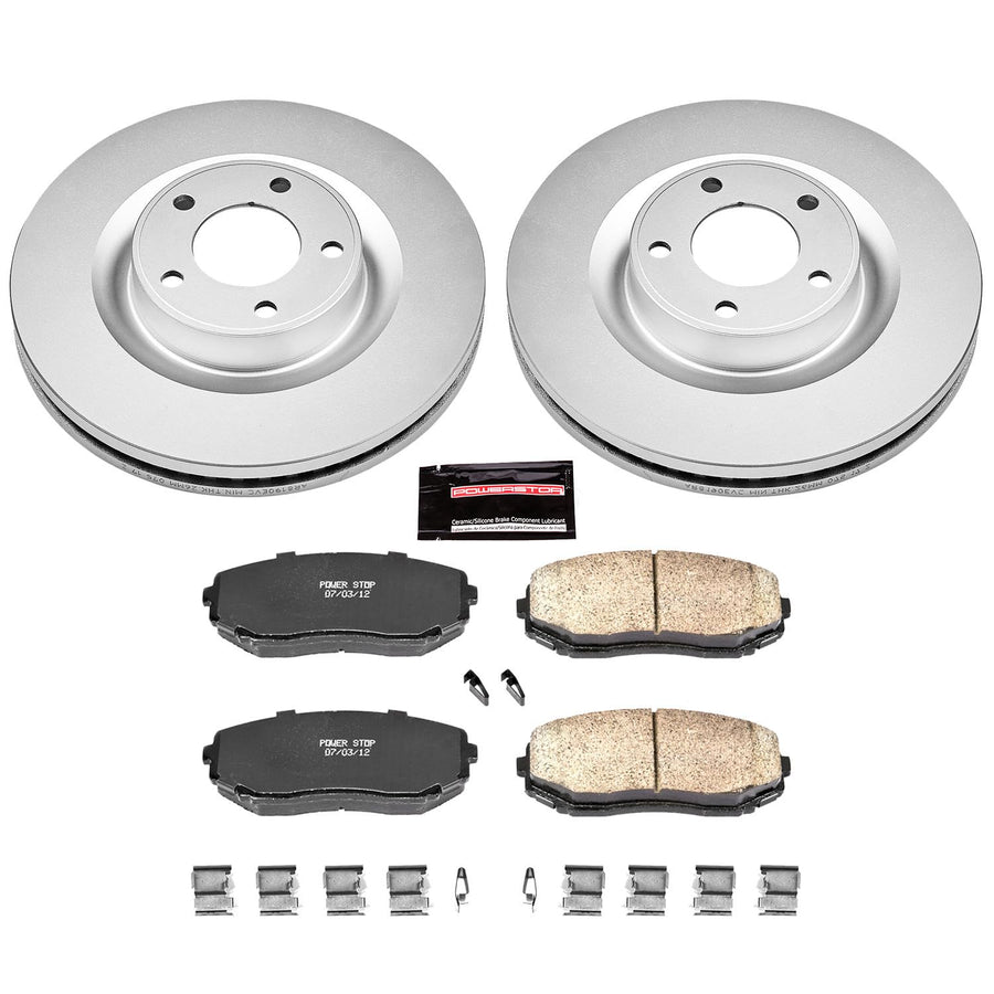 Power Stop Coated CRK3057 Brake Rotor & Ceramic Brake Pads- front For Ford Edge 2007-2014, Lincoln MKX 2007-2015 [Model Specific]