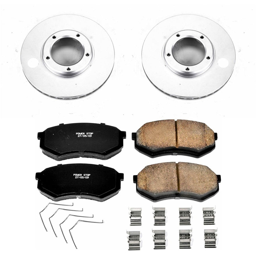 Coated Brake Rotor & Ceramic Brake Pads Power Stop CRK1232- front For Toyota Tacoma 1995-2004 [Model Specific]