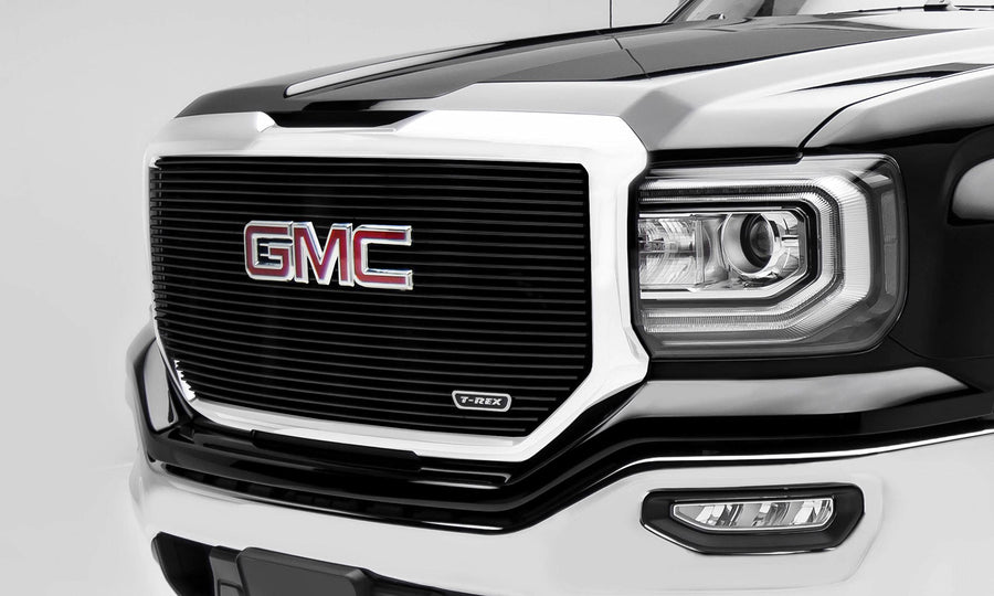 2016-2018 Sierra 1500 T-Rex Grilles Laser Billet Grille, Black, 1 Pc, Insert, with Logo Cutout - PN #6202131