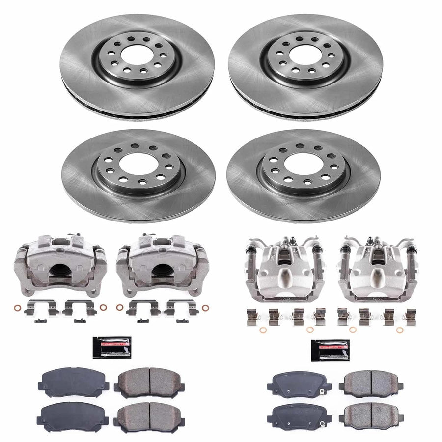 Power Stop KCOE6539 Front and Rear Autospecialty Stock Replacement Caliper Kit- OE Rotors, Ceramic Brake Pads, Calipers