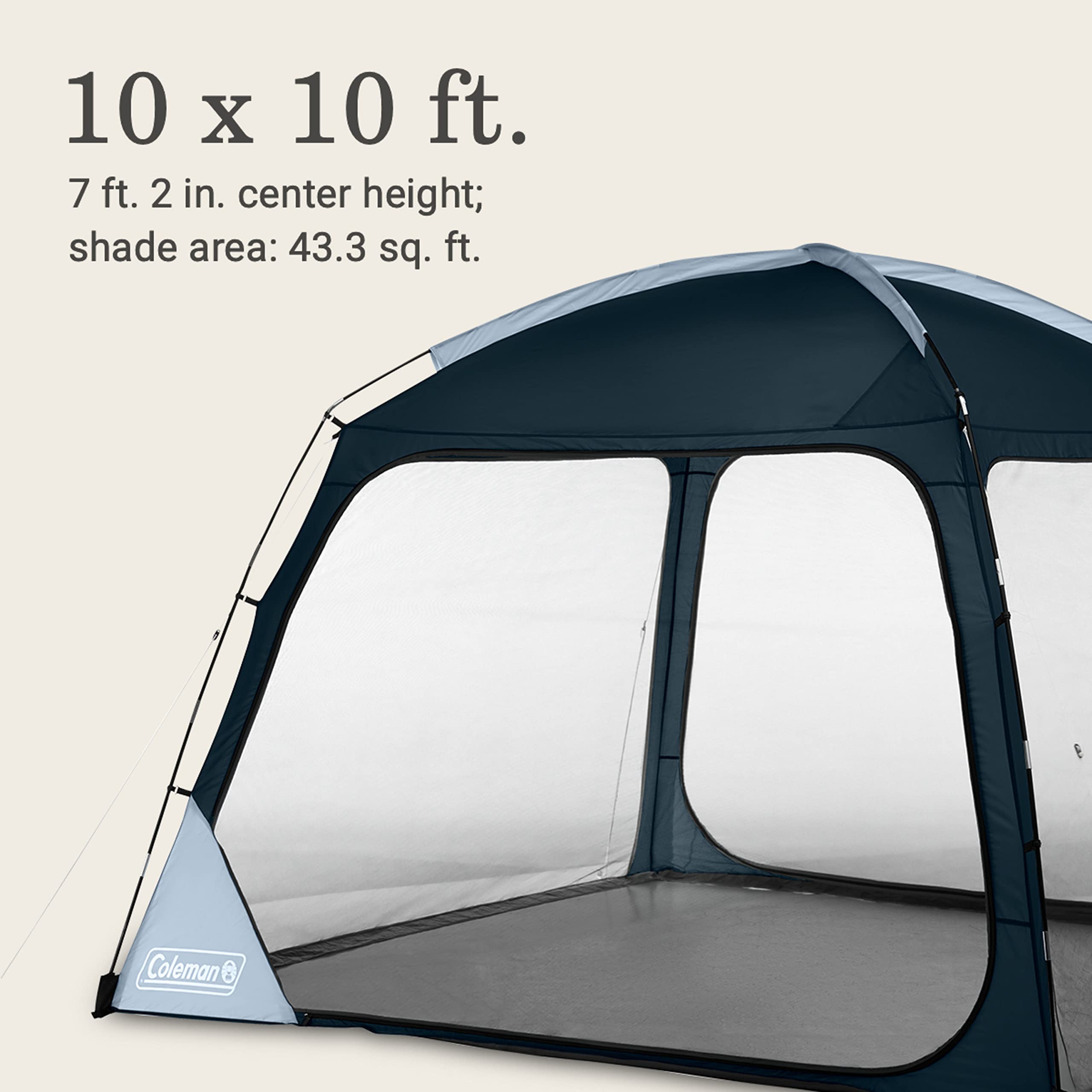 Skyshade Coleman Screen Dome Canopy Tent, 10 x 10 Shade Canopy, UPF 50+ Outdoor Canopy Tent for Camping, Tailgating, and Beach Shade, Blue Nights