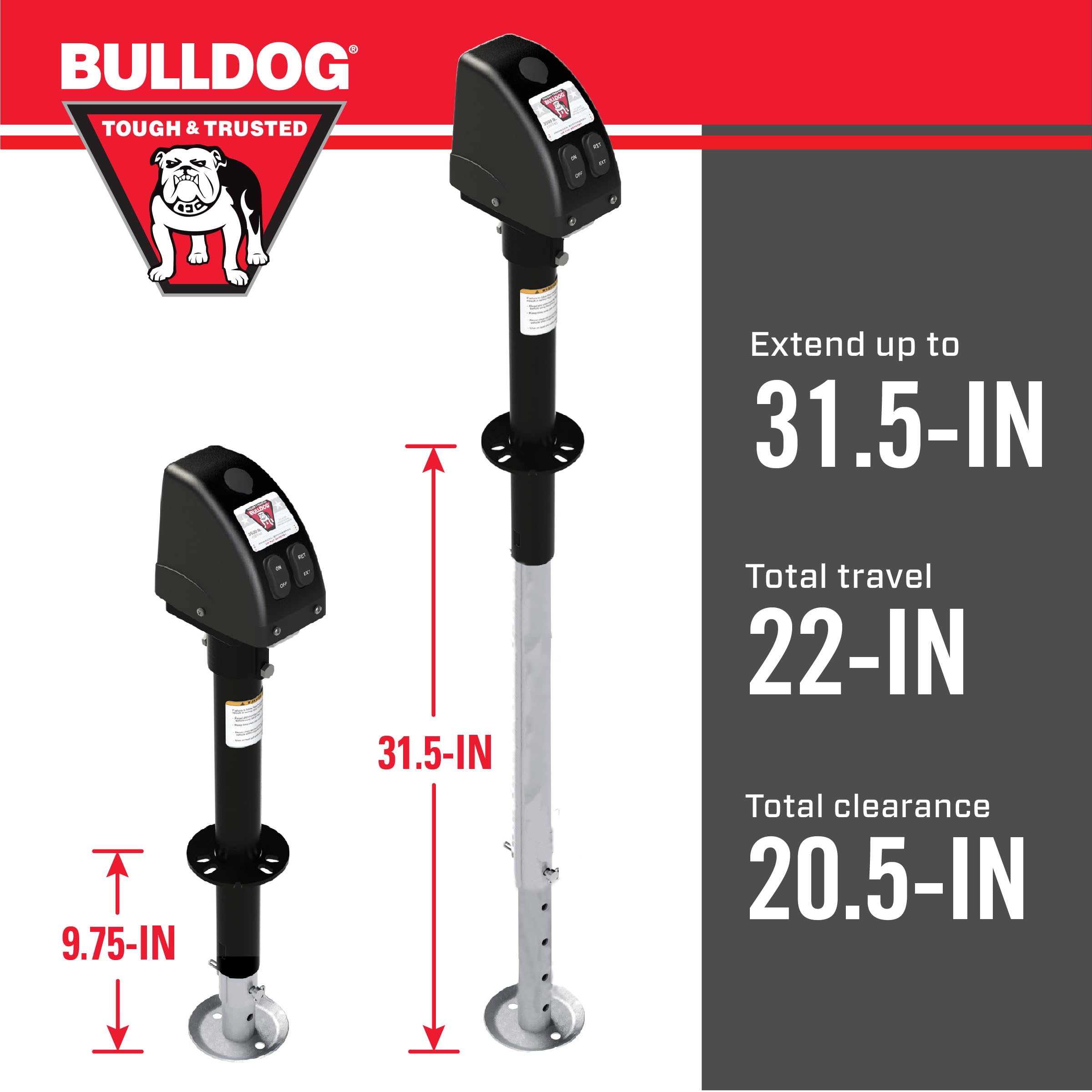 500187 Bulldog Black A-Frame Jack with Powered Drive, 3,500 lbs.
