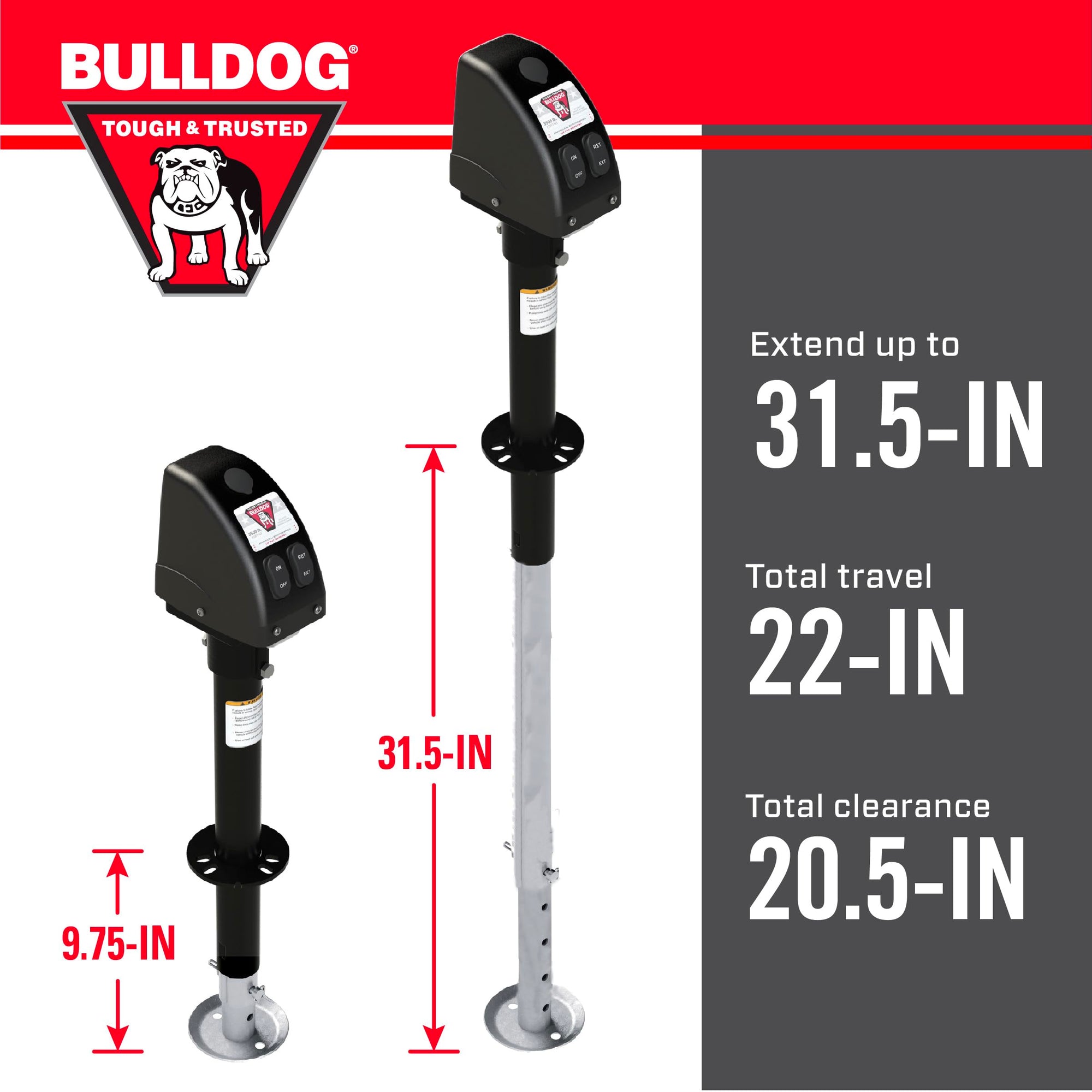 500187 Bulldog Black A-Frame Jack with Powered Drive, 3,500 lbs.