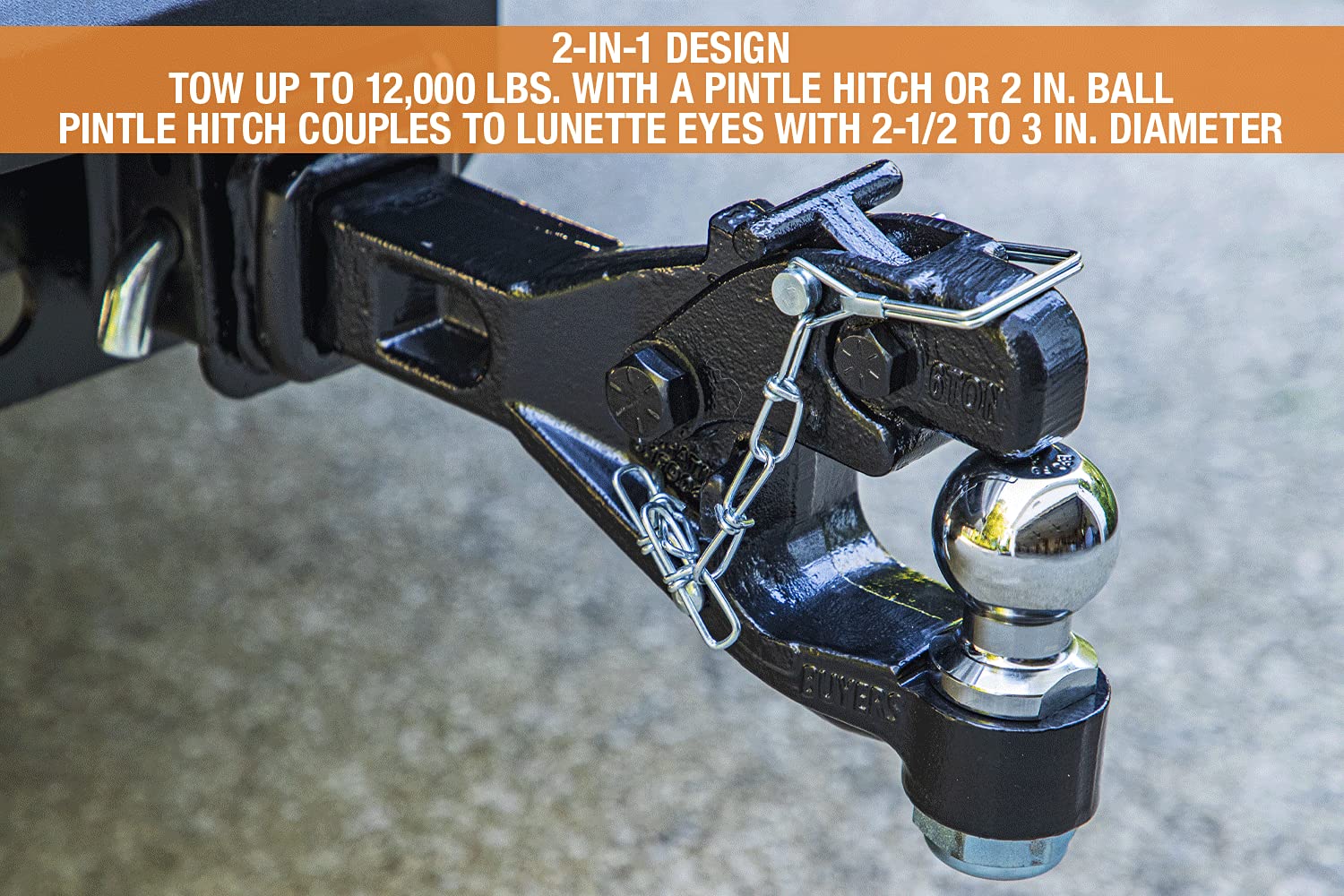 6-Ton Buyers Products Combination Hitch Mount Receiver with 2 Inch Ball, Black
