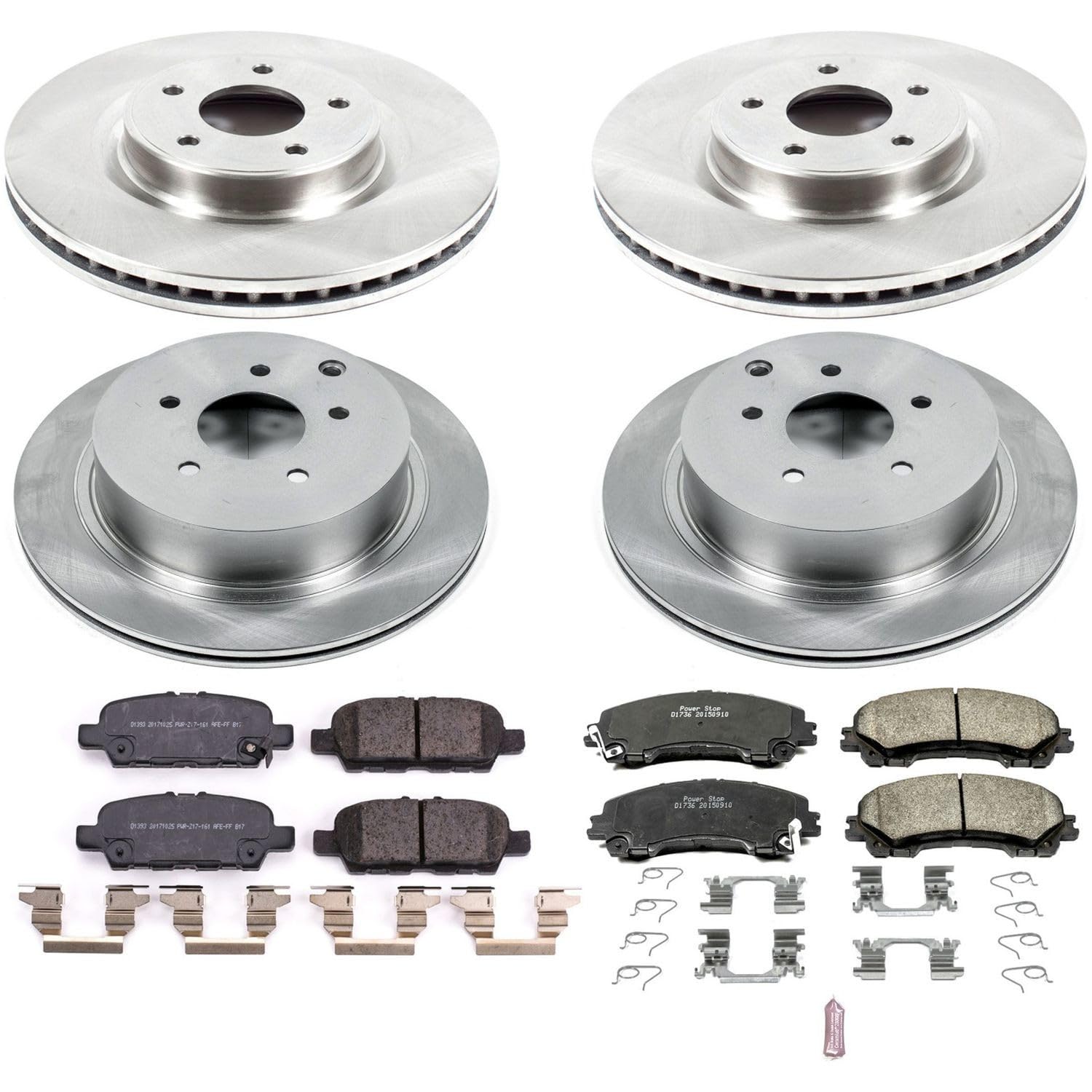 Power Stop KOE8006 Replacement Brake Kit-OE Front and Rear Brake Rotors & Ceramic Brake Pads For INFINITI Q50 2014-2022, INFINITI Q60 2017-2022 [Model Specific]