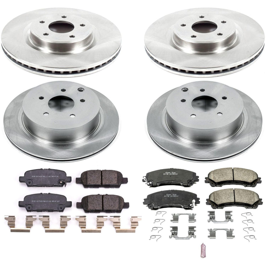 Power Stop KOE8006 Replacement Brake Kit-OE Front and Rear Brake Rotors & Ceramic Brake Pads For INFINITI Q50 2014-2022, INFINITI Q60 2017-2022 [Model Specific]