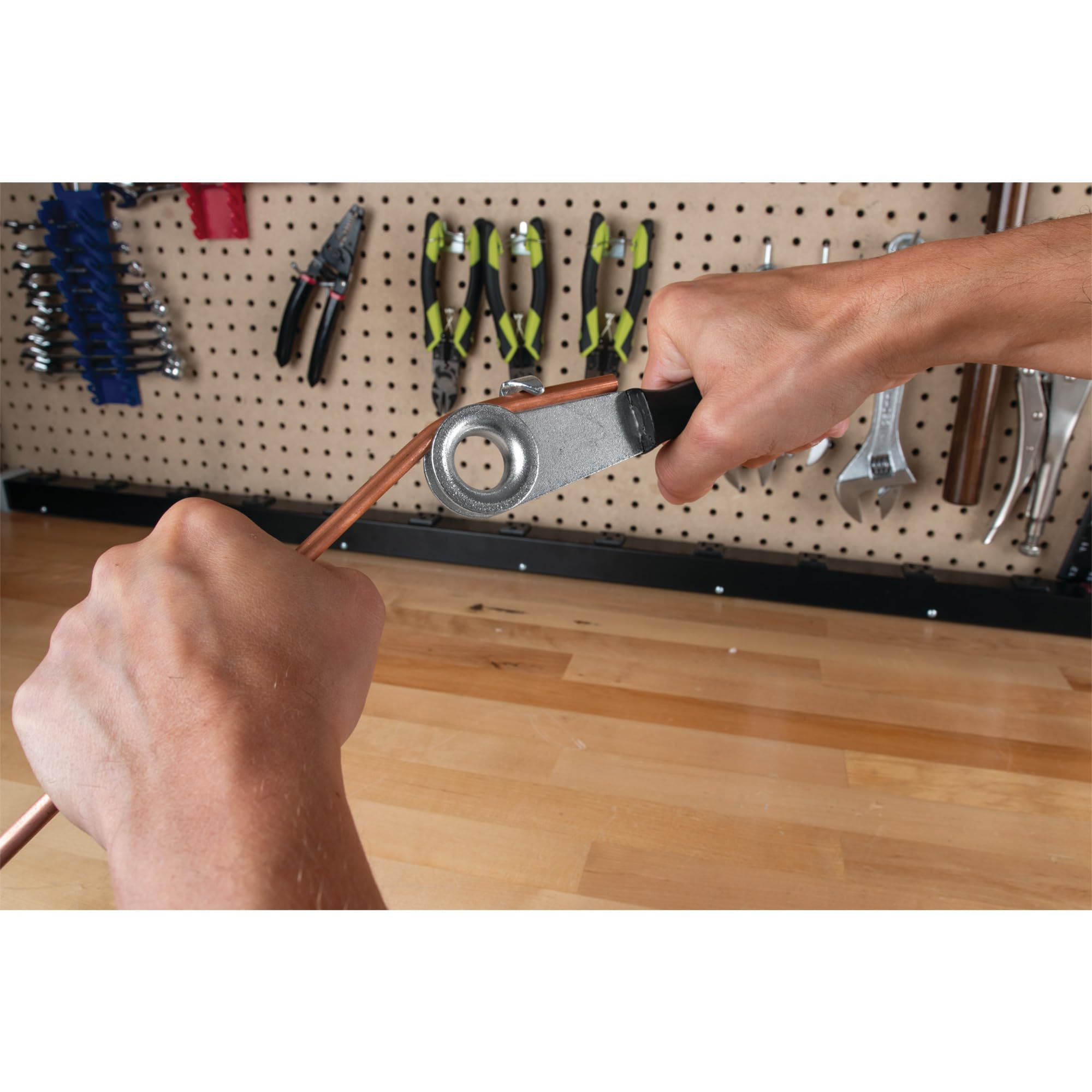 Hand Brake Tubing Bender Performance Tool W80686, Zinc-Plated Vise-Mountable Tubing Bender with Screwdriver Handle for Copper, Brass, and Brake Lines
