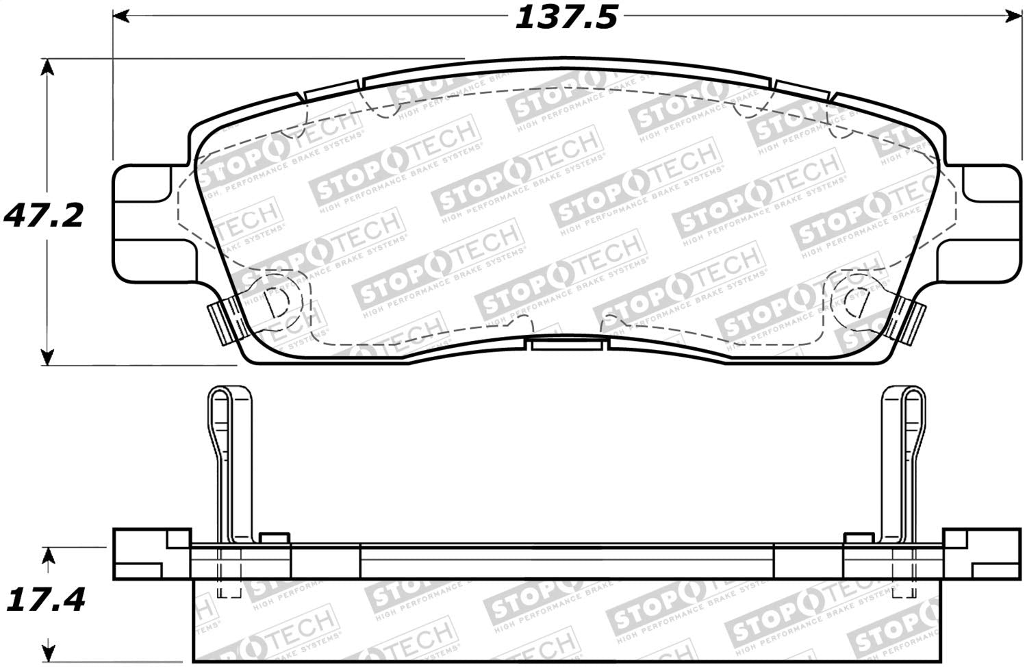 Rear StopTech 308.08830 Brake Pads with Shims and Hardware Street