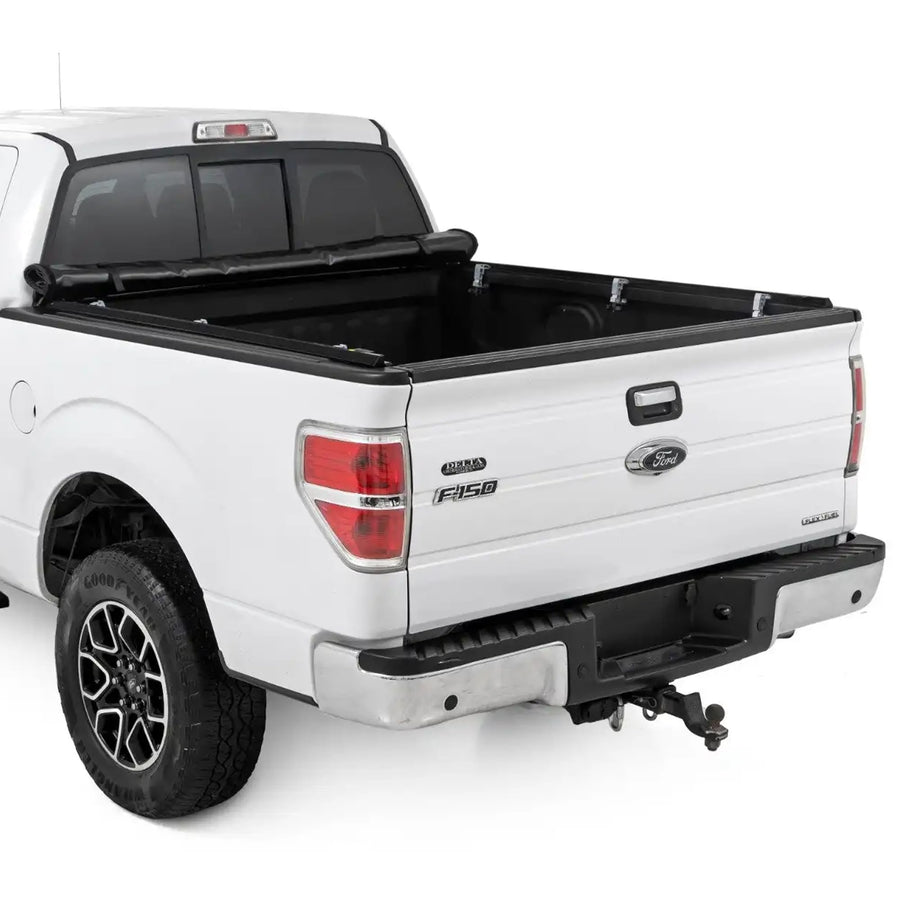 Soft Roll Up Rough Country Truck Bed Tonneau Cover for Ford F-150 (2004-2014) - Fits 5'7 (67.1") Bed, Weatherproof Bed Cover