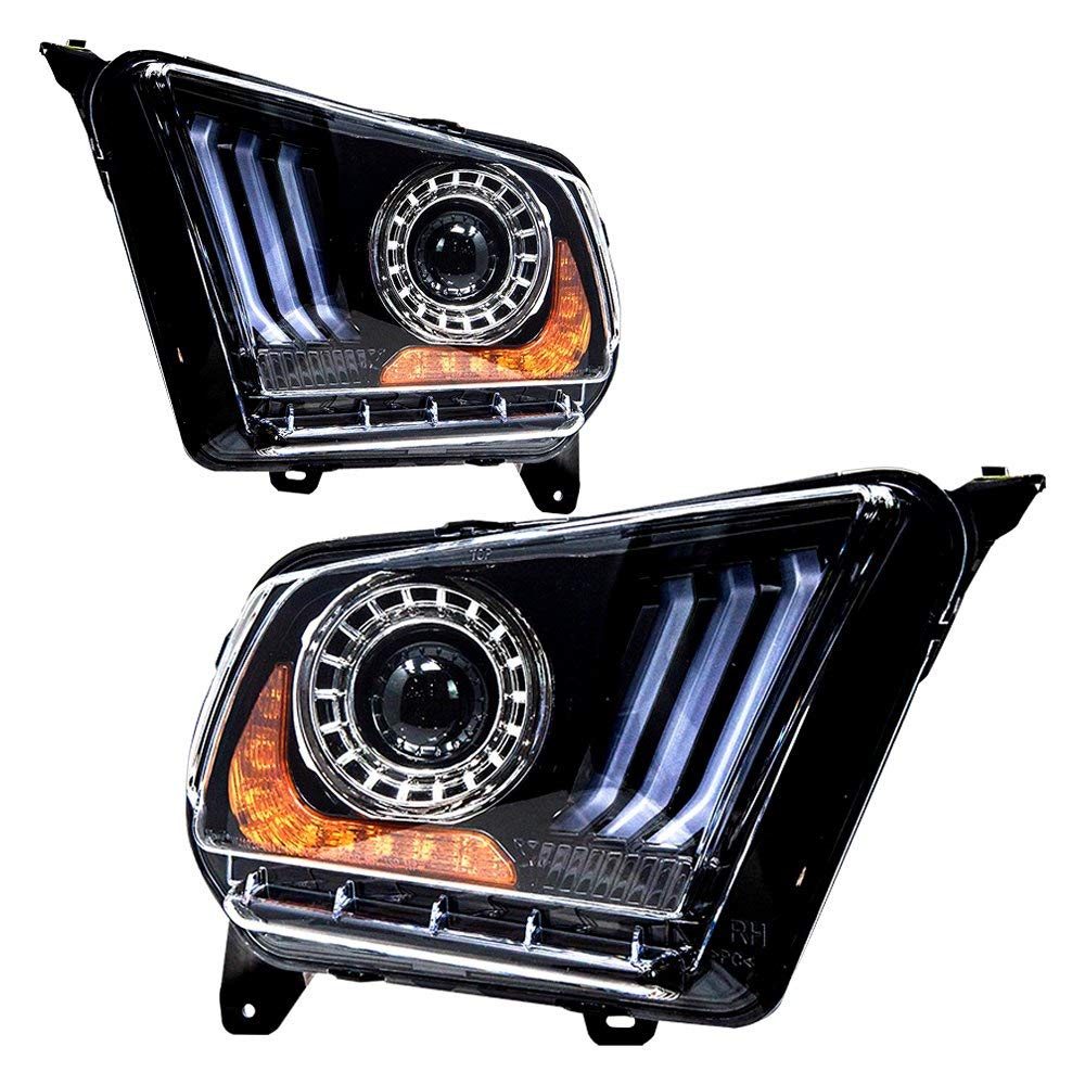 Renegade Series Winjet Compatible with 2010 2011 2012 S197 Ford Mustang S550 Style LED DRL Sequential Projector Aftermarket Performance Headlight Pair Set