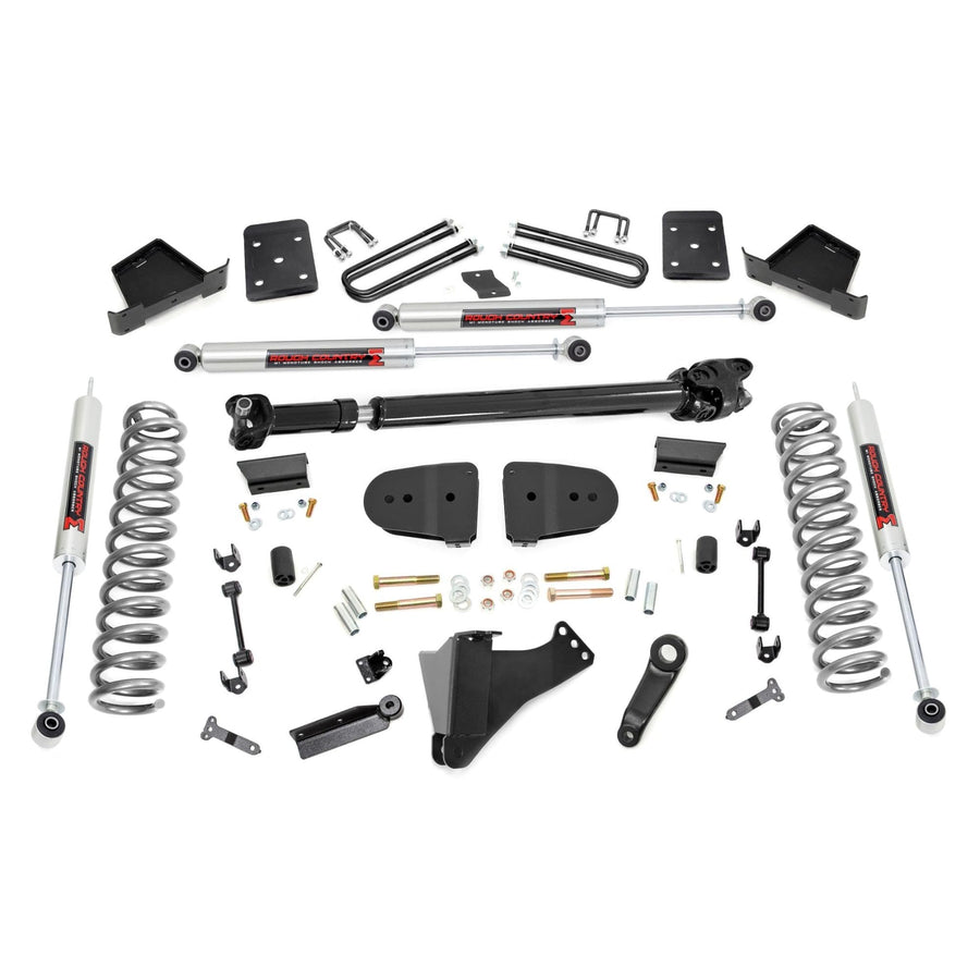 6 Inch Rough Country Lift Kit with M1 Monotube Shocks for Ford F-250/F-350 Super Duty (2023 w/OVLDS) - Fits 3.5" Axle, Diesel, Includes FR Driveshaft