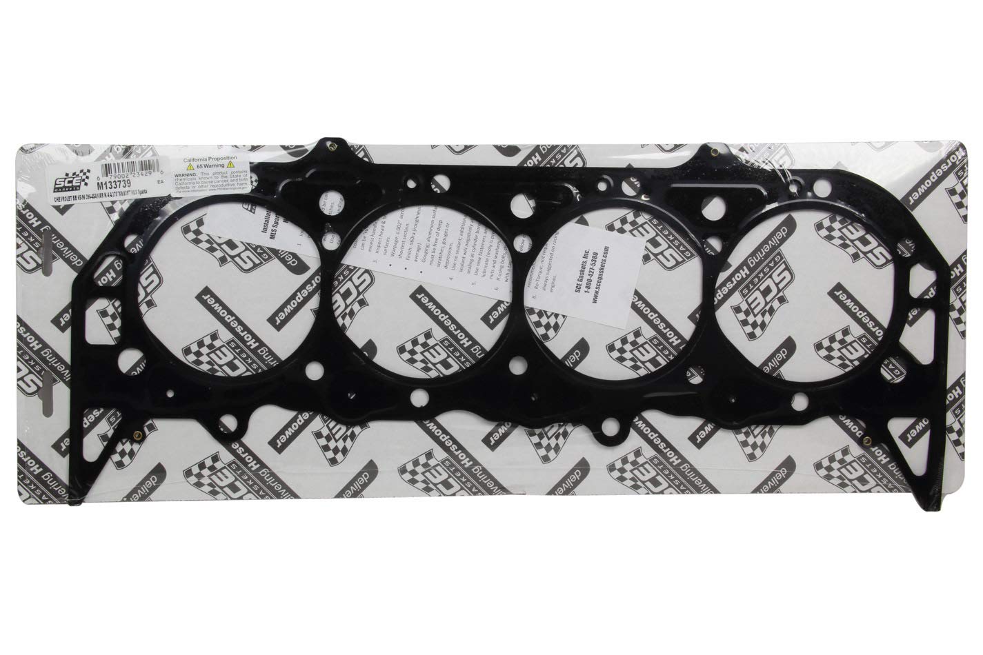 Cylinder Head Gasket, SCE Gaskets MLS Spartan, 4.375 in Bore, 0.039 in Compression Thickness, Multi-Layer Steel, Small Block Chevy, Each