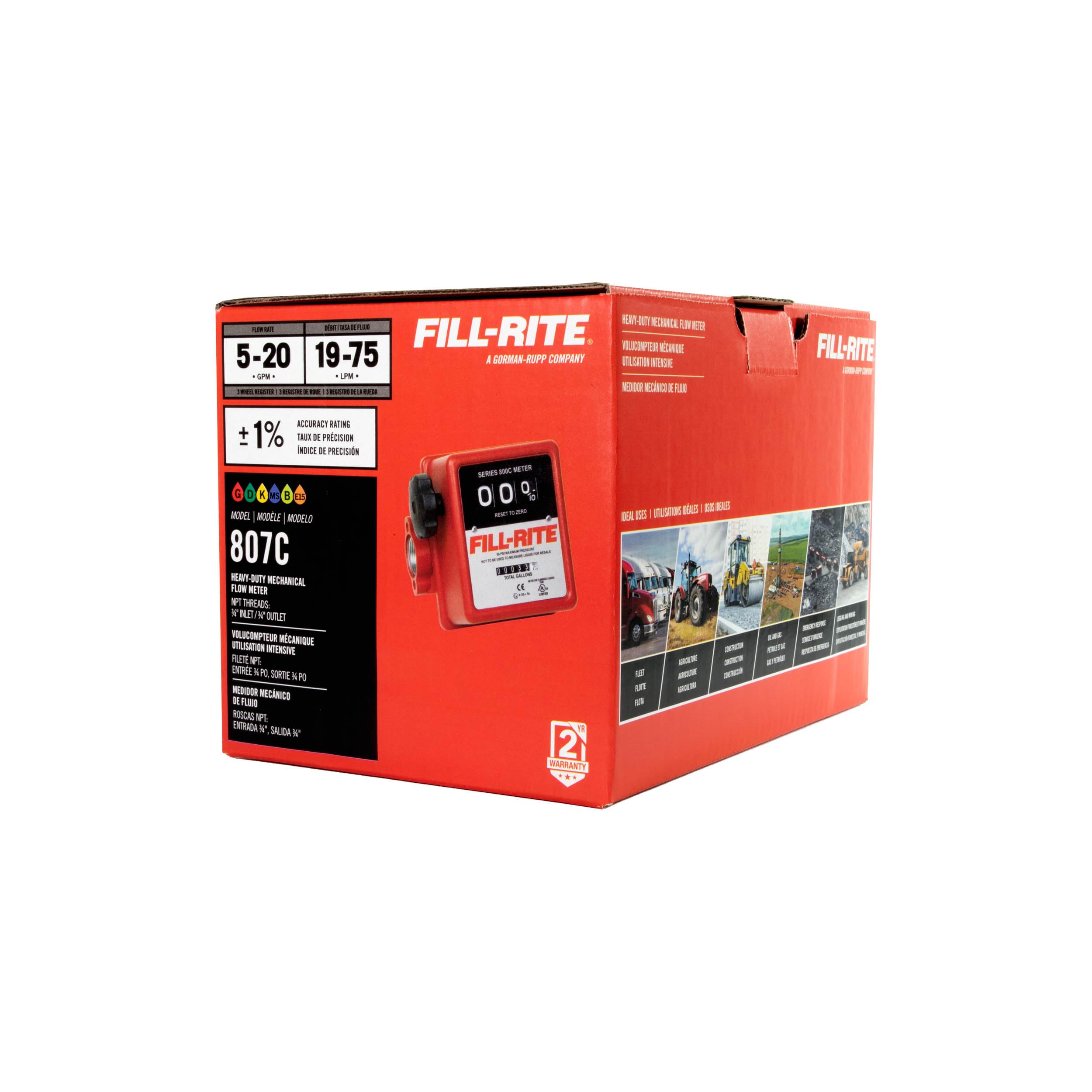 3 Wheel Fill-Rite 807C Mechanical Meter, 5 to 20 GPM