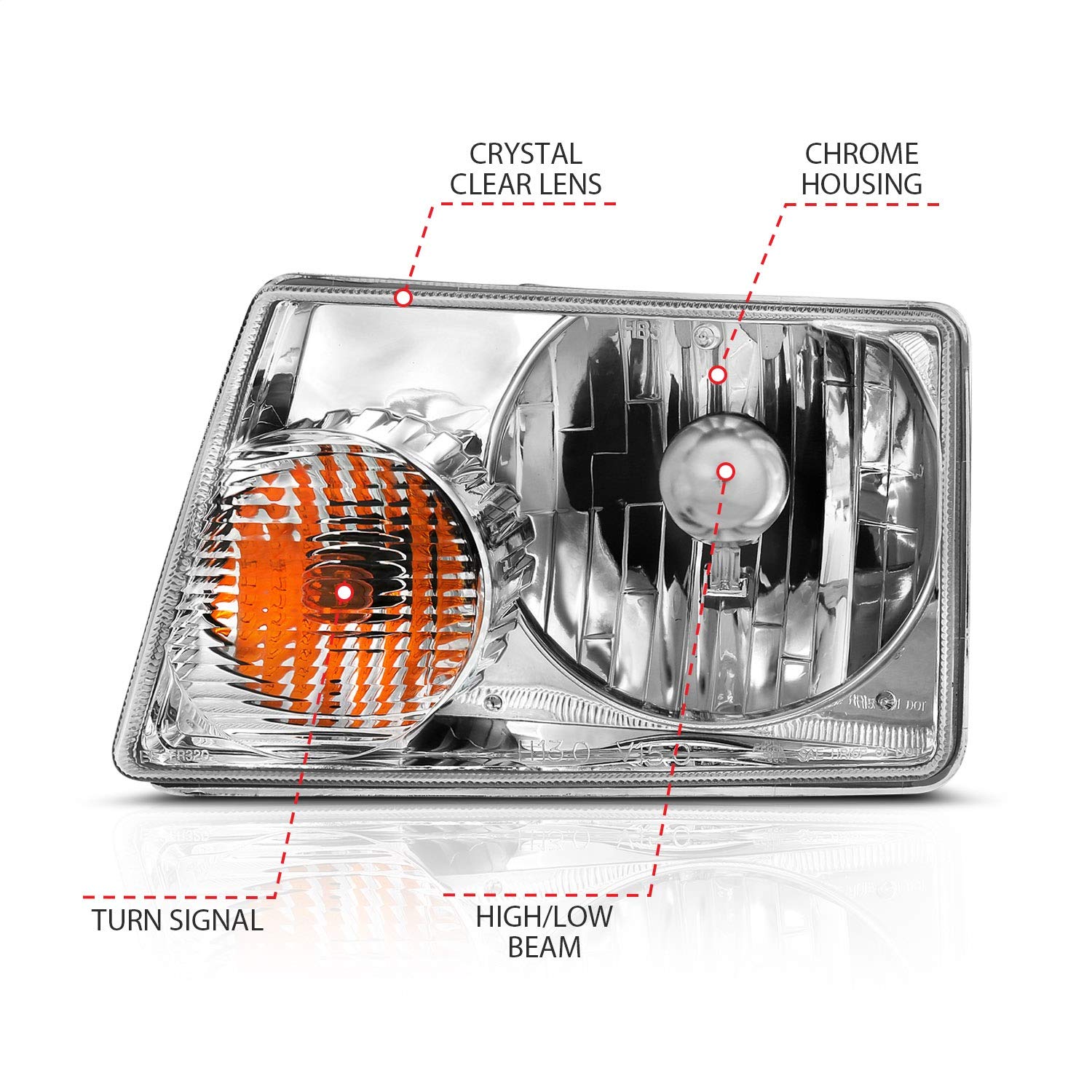 Crystal Headlight Anzo 111473 Chrome