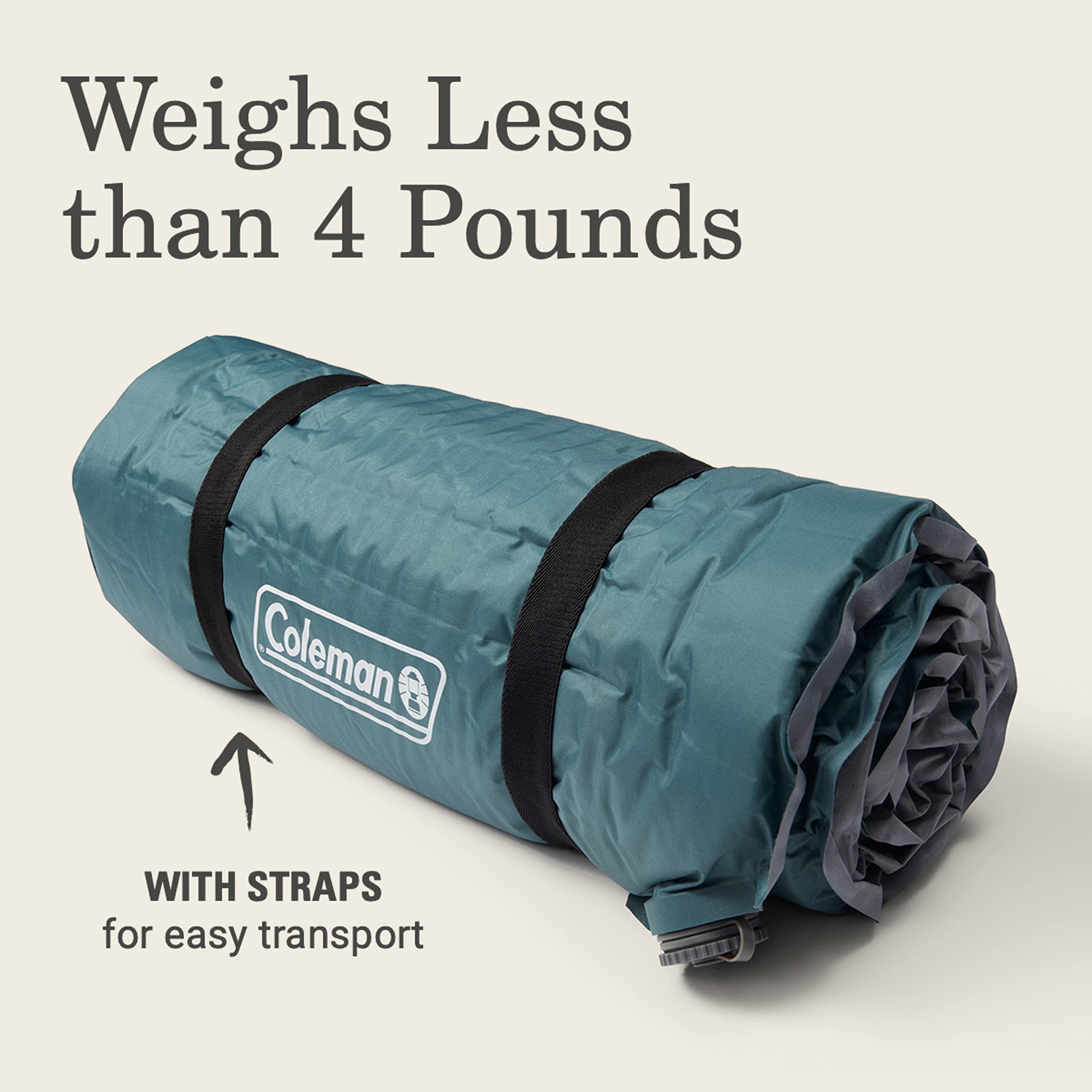 Silver Springs Coleman Self-Inflating Sleeping Pad, Comfortable Camp Pad with Insulating Foam & Durable PVC Coating, Lightweight Sleeping Mat Inflates in Minutes