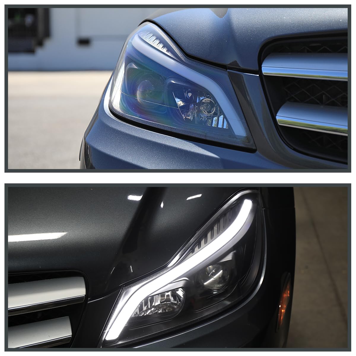 Switchback SPEC-D TUNING Black Sequential LED Tube Projector Headlights Compatible with 2012-2014 Mercedes-Benz W204 C-Class C250 C300 C350 C63, Left + Right Pair Headlamps Assembly