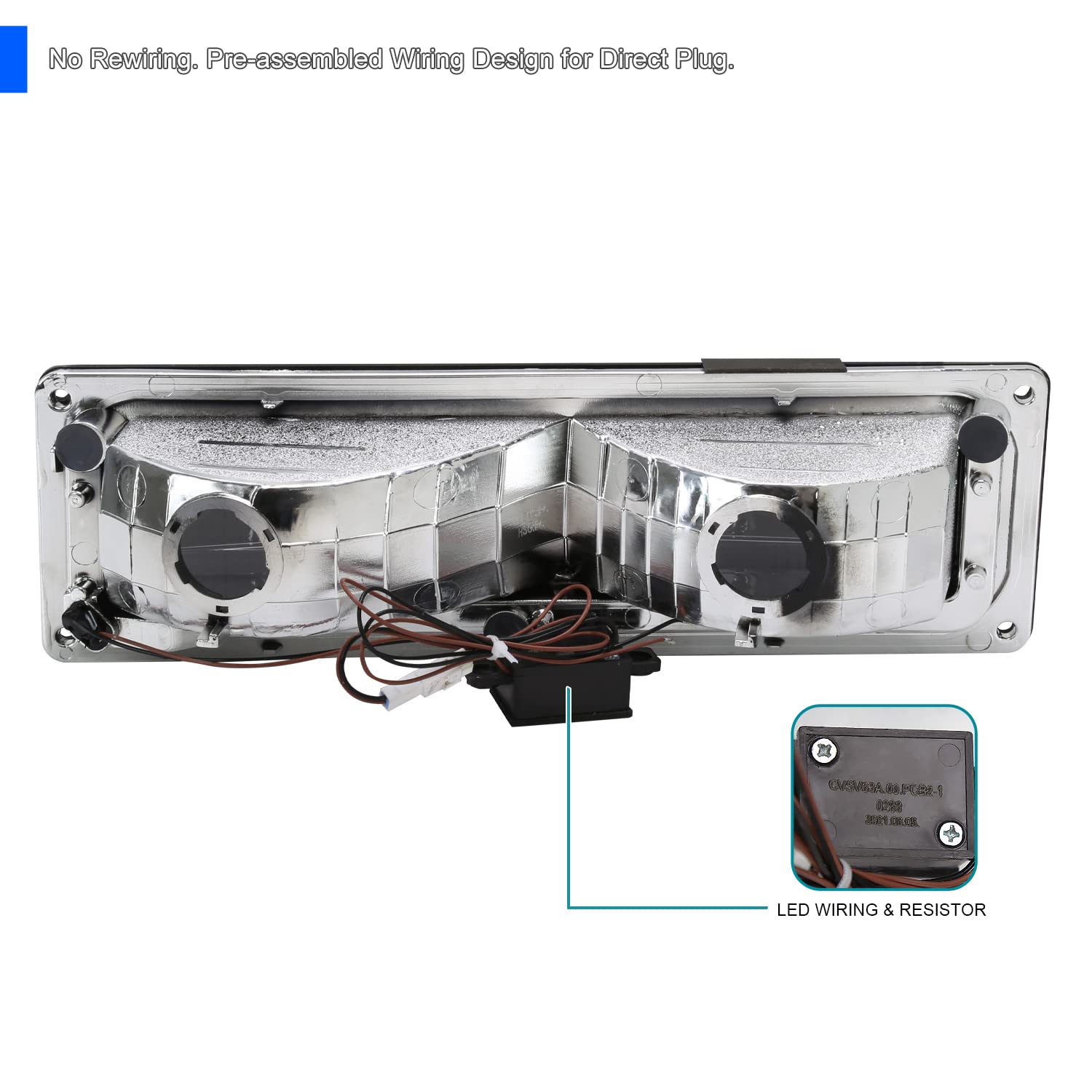 Chrome LED Bumper Lights SPEC-D TUNING Signal Lamps Compatible with 1988-1999 GMC C/K Chevy C10 1500 2500