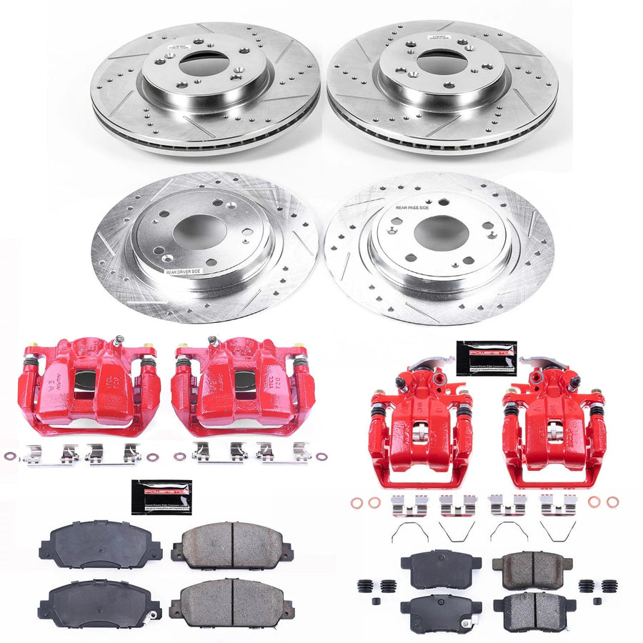 Power Stop Z23 KC6778, Daily Driver Front and Rear Brake Caliper Kit-Drilled/Slotted Rotor, Brake Pads & Calipers For Honda Accord 2013, Honda Accord 2015-2017 [Model Specific]