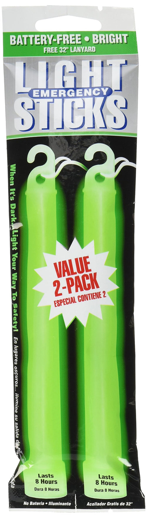 8-Hour Ready America Emergency Lighsticks (2 Pack), Green